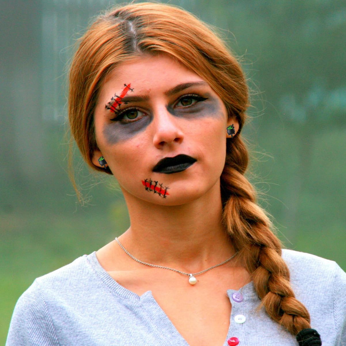 12 Pairs Halloween Clip on Earrings Set Bat Spider Ghost Pumpkin Witch Cat Earrings Hypoallergenic Clip Stud Earrings for Teen Girls Women Bulk Halloween Jewelry - Image 8