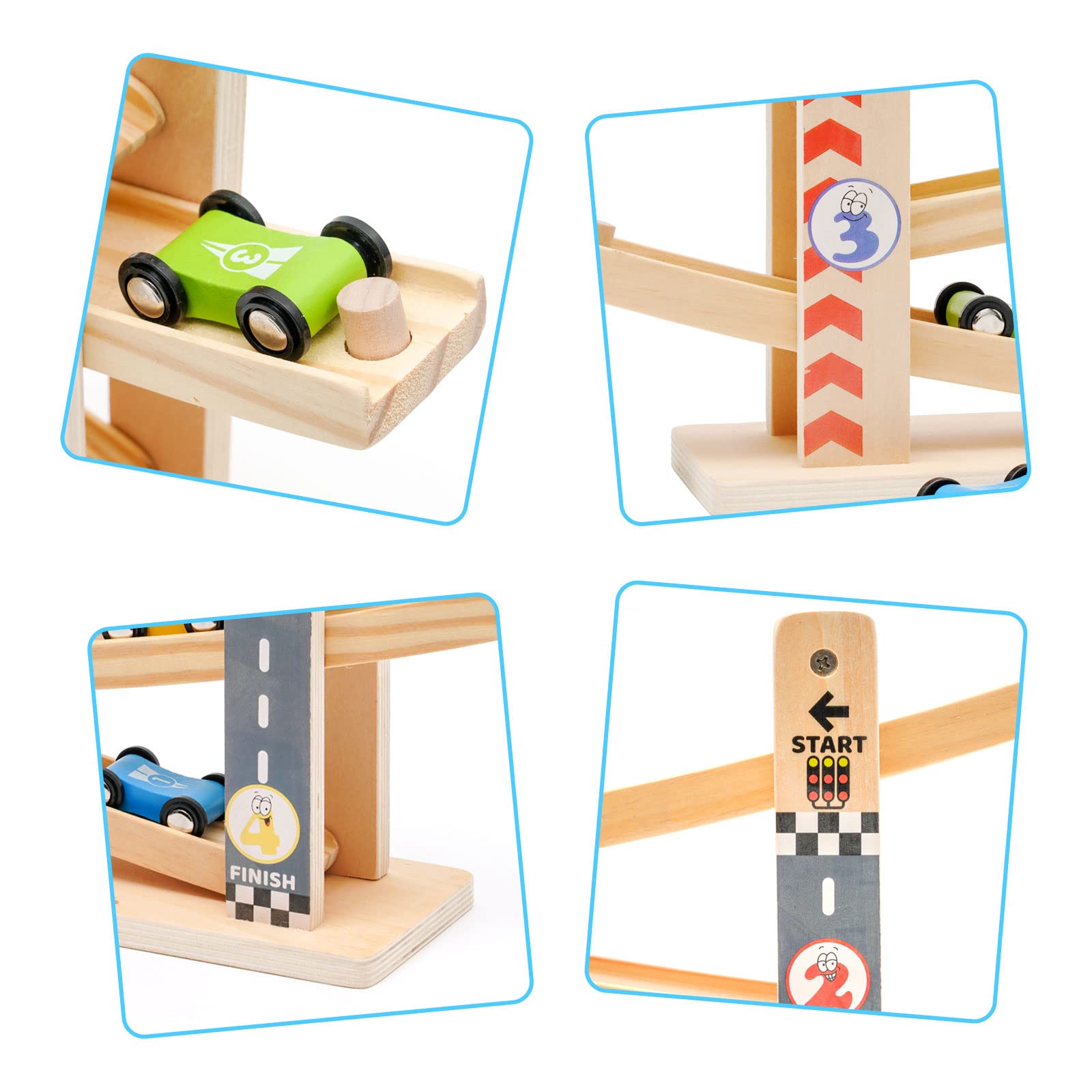 Circuito de Carreras con 4 Mini Coches,Pista de Rampas con Coches de Juguete para Bebés y Niños Pequeños de 1 y 2 3 años,Juguete de Rampa para Coche para Regalos de Cumpleaños para niños