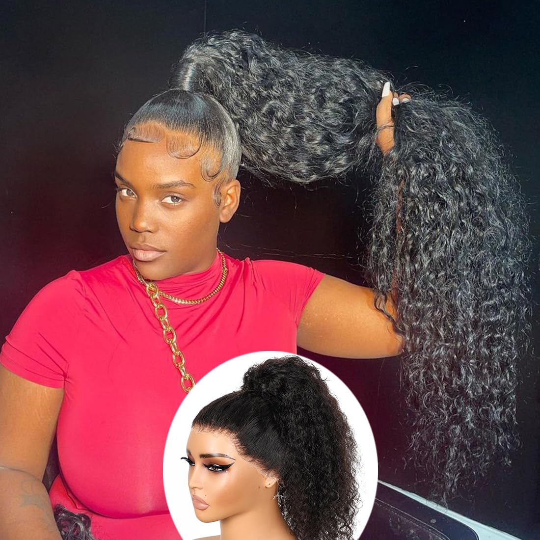 360 Lace Front Wig Human Hair Deep Wave Glueless Hidden Strap Pre Plucked Pre Hidden Strap 360 Lace Front Wigs Human Hair, Deep Wave  main image 3