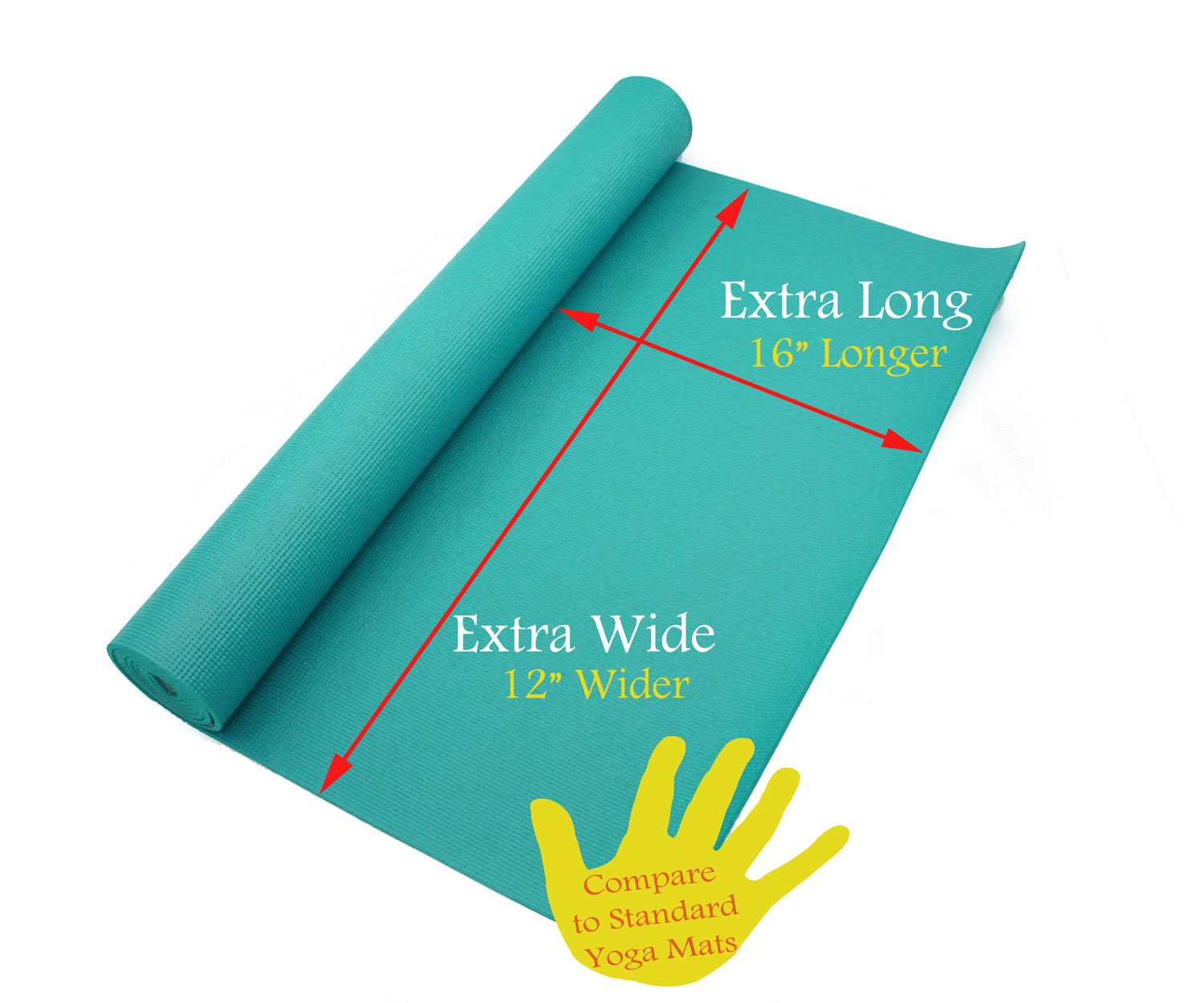 Rolling Sands 84 Inch by 36 Inch Extra Wide, Extra Long, Extra Thick Teal Yoga Pilates Mat