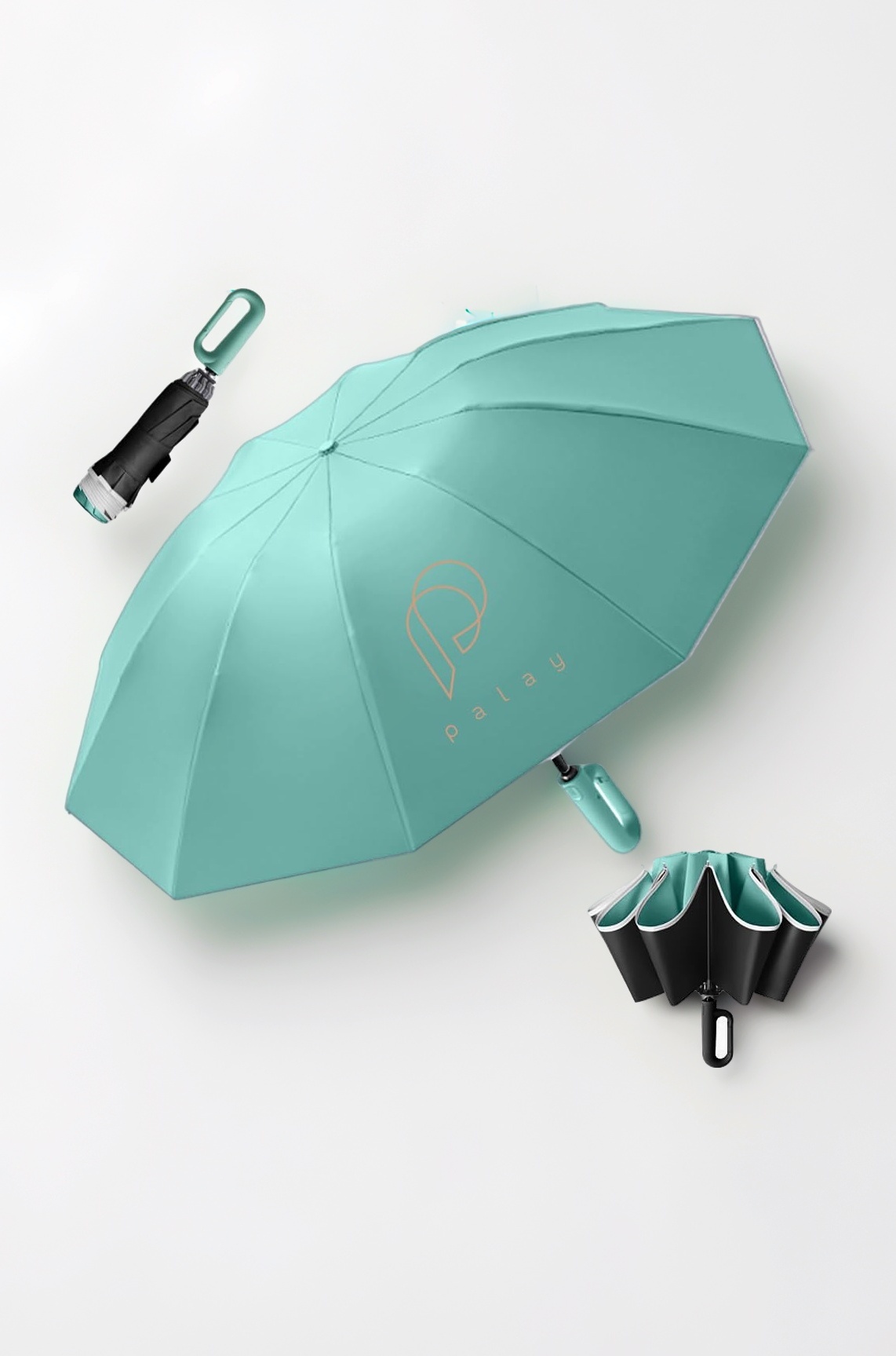 Umbrella for Rain Big Size with Reflective Strap, 3 Fold Travel Umbrella for Sun Protection, Windproof Reinforced 10 Dual Ribs, Automatic Open/Close