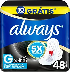 Absorvente Noturno Always Noites Tranquilas Cobertura Seca com Abas Leve 48 Pague 40, Always