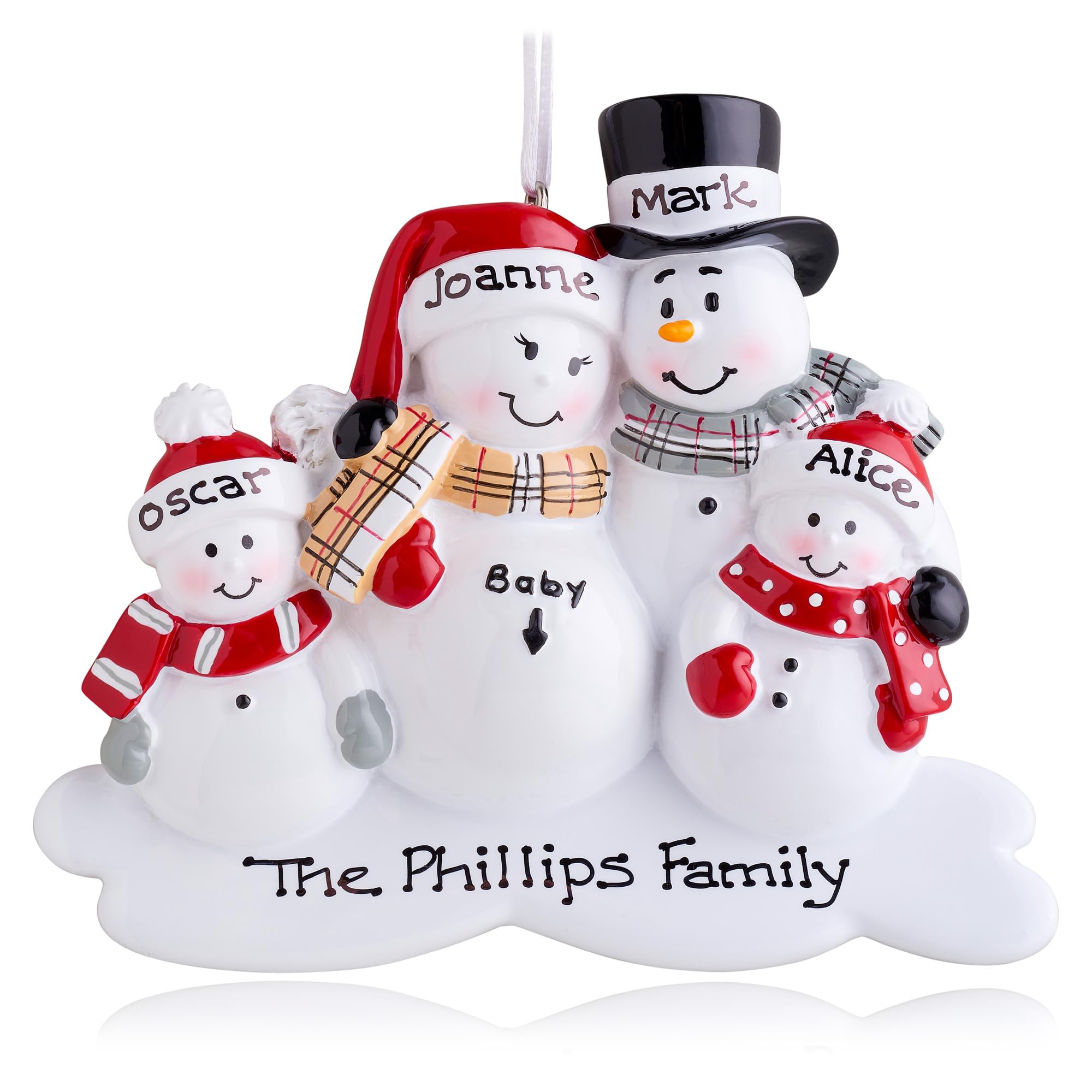 Personalised Baby's First Christmas Xmas Tree Bauble Decoration Ornament | We're Expecting | Family Group of 2, 3 & 4 (Couple with 2 Children)