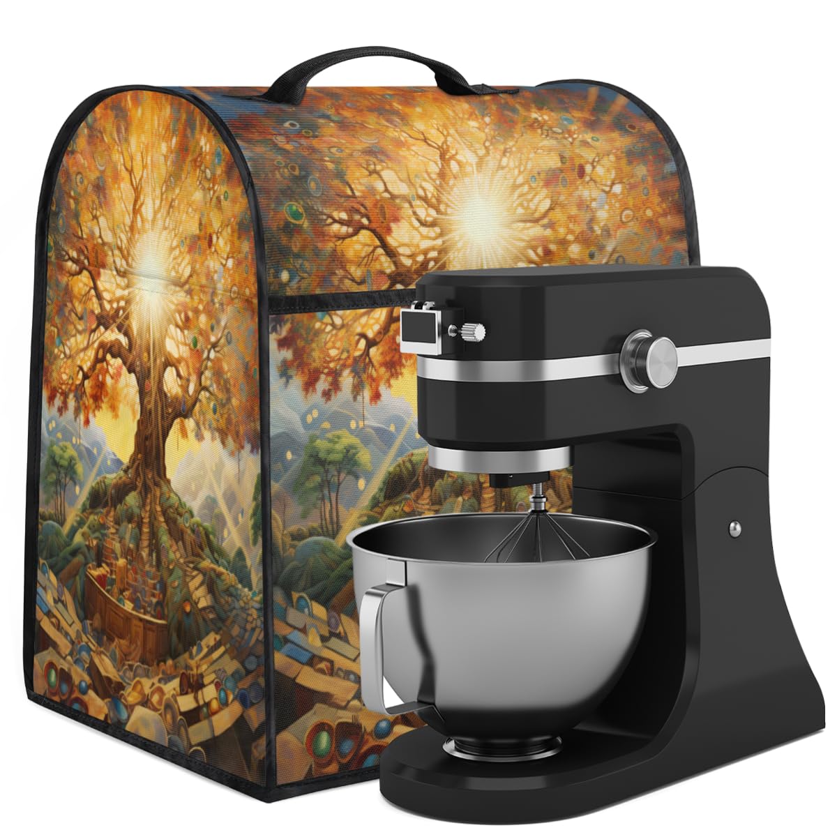 Coffee Maker Cover World Tree Pattern Kitchen Appliance Covers Small Appliance Covers Blender Cover Juicer Cover Dust Covers for Kitchen Appliances with Top Handle and Pockets,Washable,C369