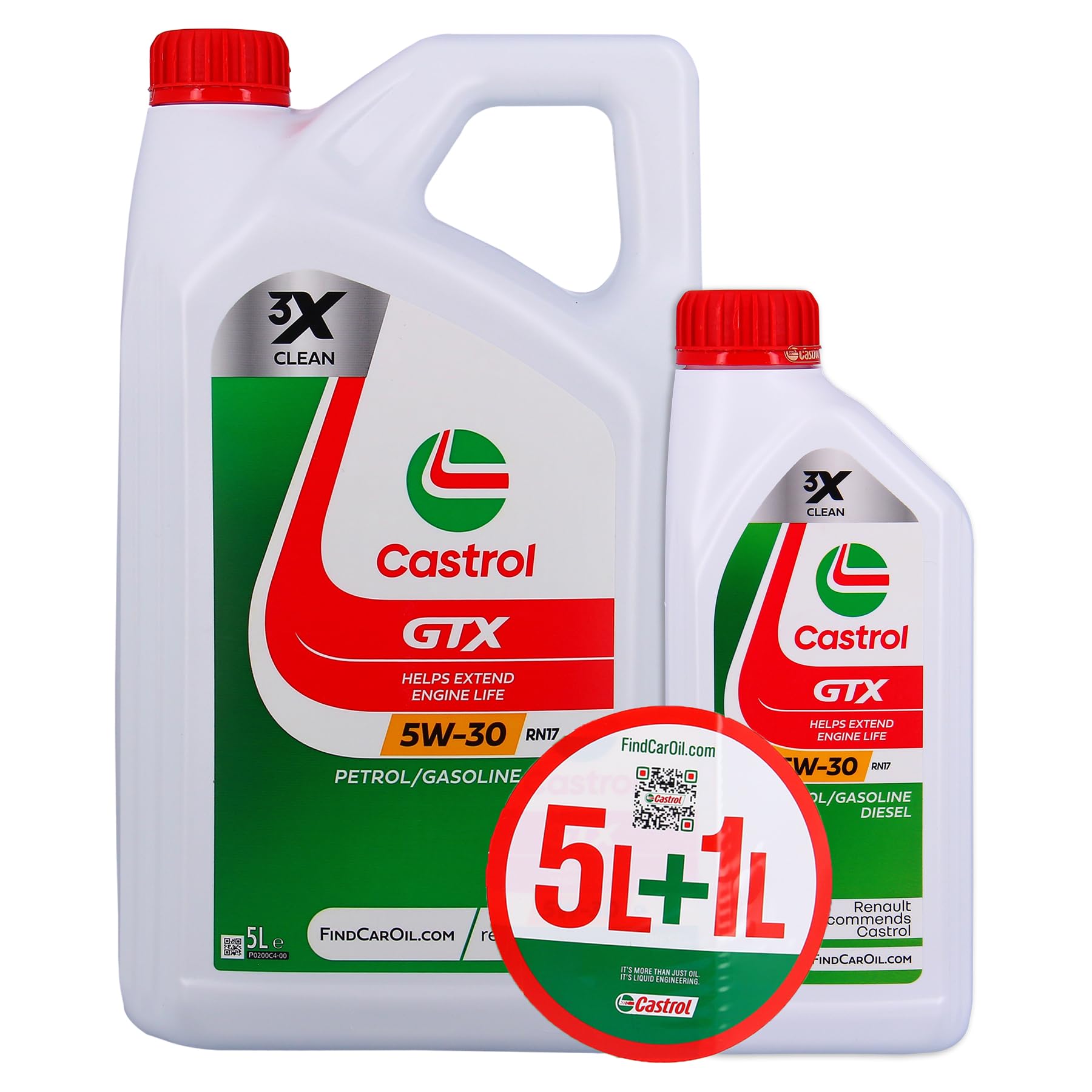 CASTROL GTX 5W-​30 RN17, Huile Moteur, 5+​1L
