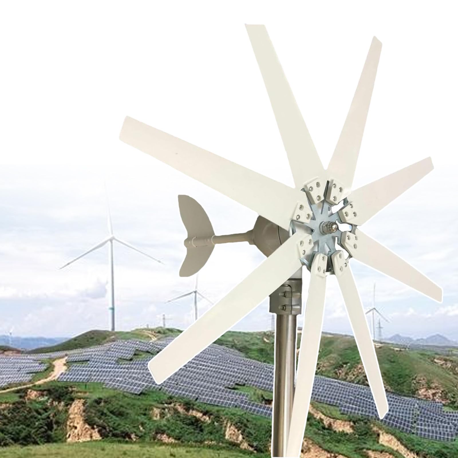 TBANVOO 8000W Wind Turbine Generator Kit, Breeze Power Generation Wind Turbines Generator, For Home Use, Weather Stations,White-12V