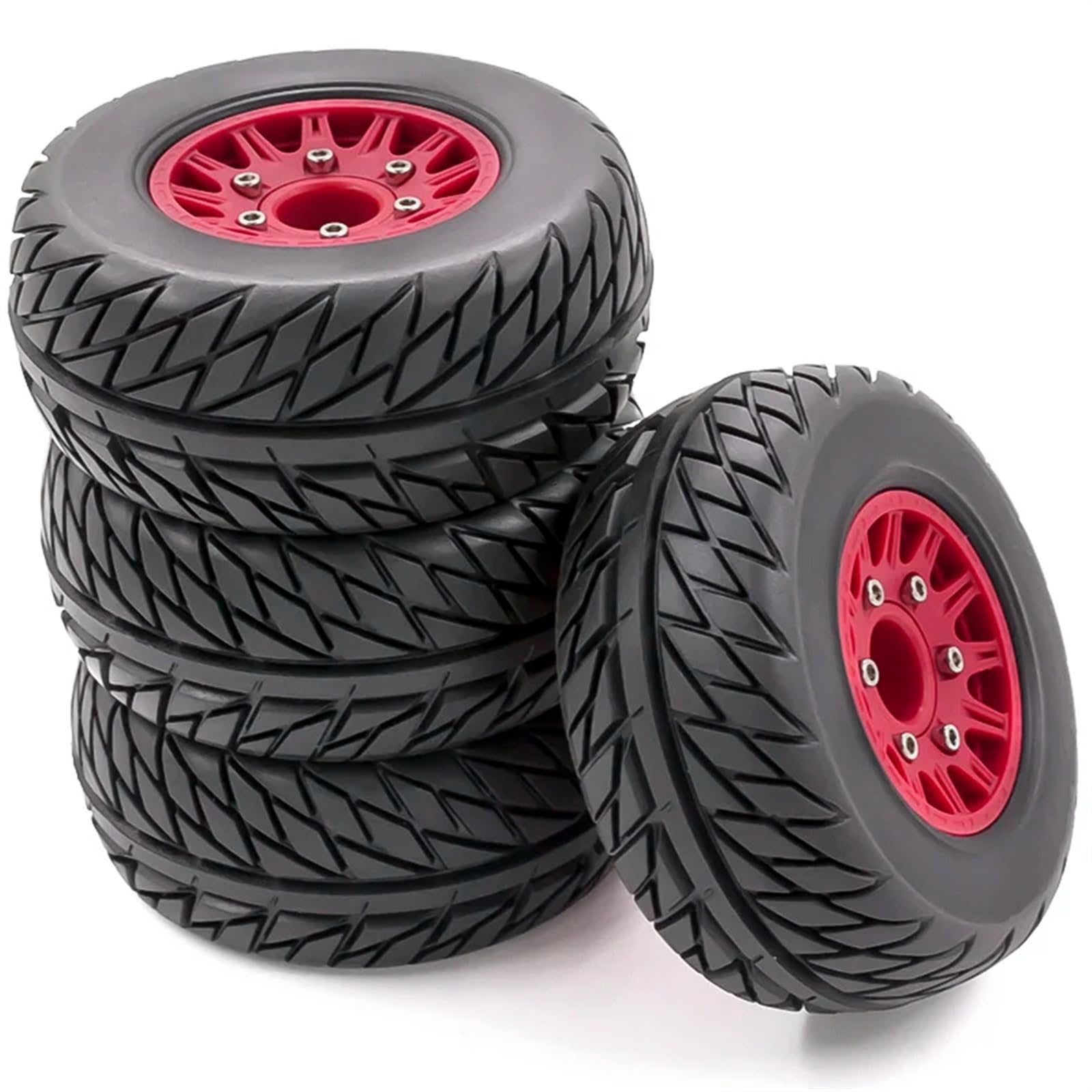 RC Pneus Jante Compatible avec HSP pour HPI pour Redcat pour Tamiya RC 1/10 Voiture pour 12/14/17mm 4Pack 75mm Moyeu Hexagonal Jantes Jeu De Pneus