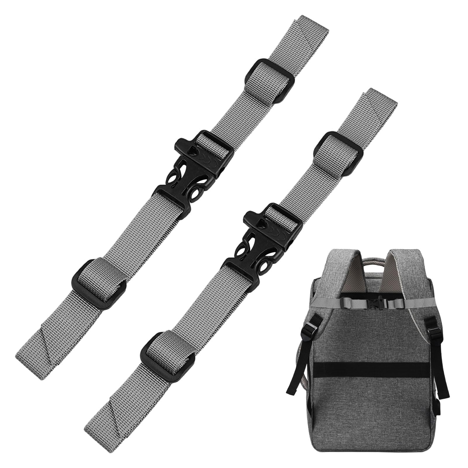 Backpack Chest Straps,2 PCS Non-Slip Quick Release Backpack Sternum Strap for School Bags,Sternum Straps For Backpacks Straps,Backpack Adjustable Chest Strap for Outside Travel (Gray)