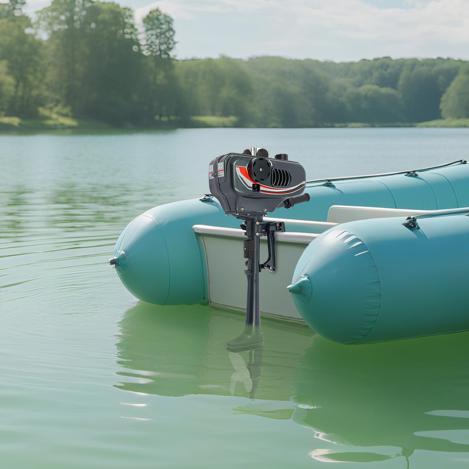 Motor eléctrico para barco 2500W 4000–5000 rpm Motor fuera de borda eléctrico de 3,5 CV con sistema de encendido CDI y función de inclinación/elevación, motor eléctrico fuera de borda motor de barco