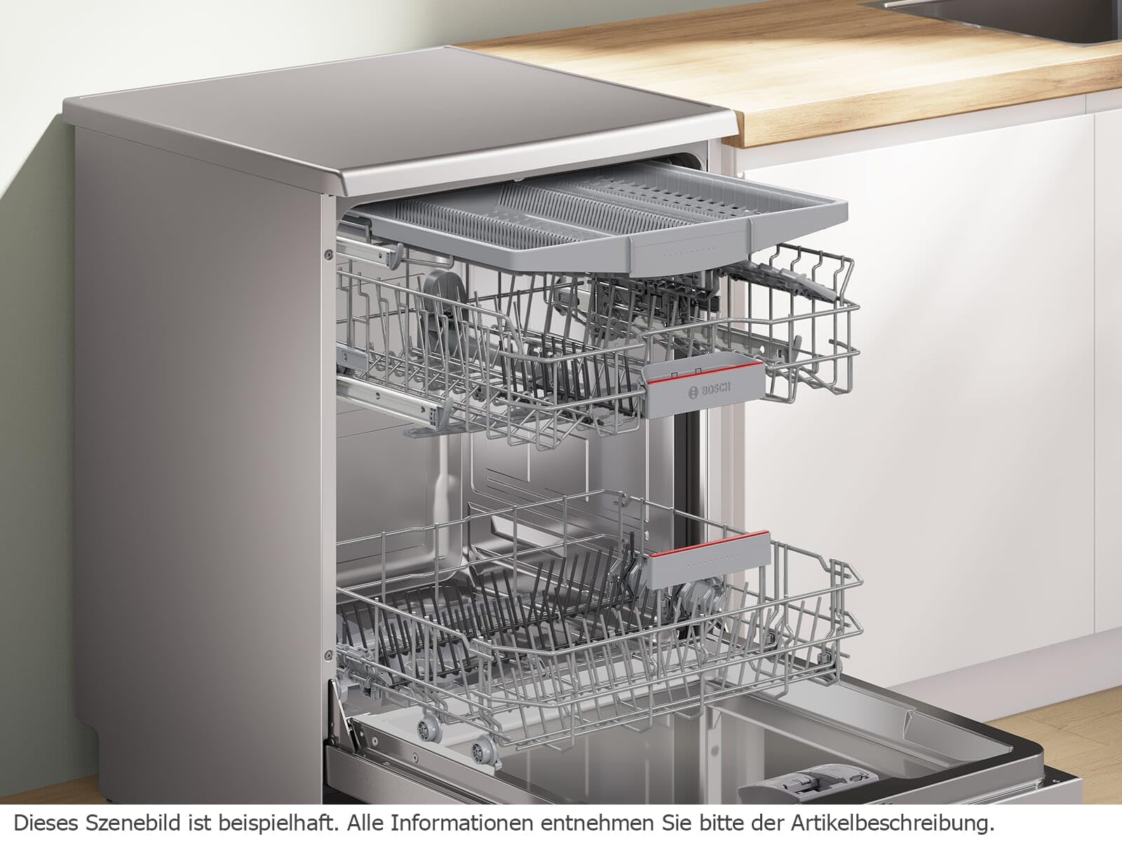 Bosch Seria 4, wolnostojąca zmywarka, 60 cm, Silver Inox, SMS4EMI06E