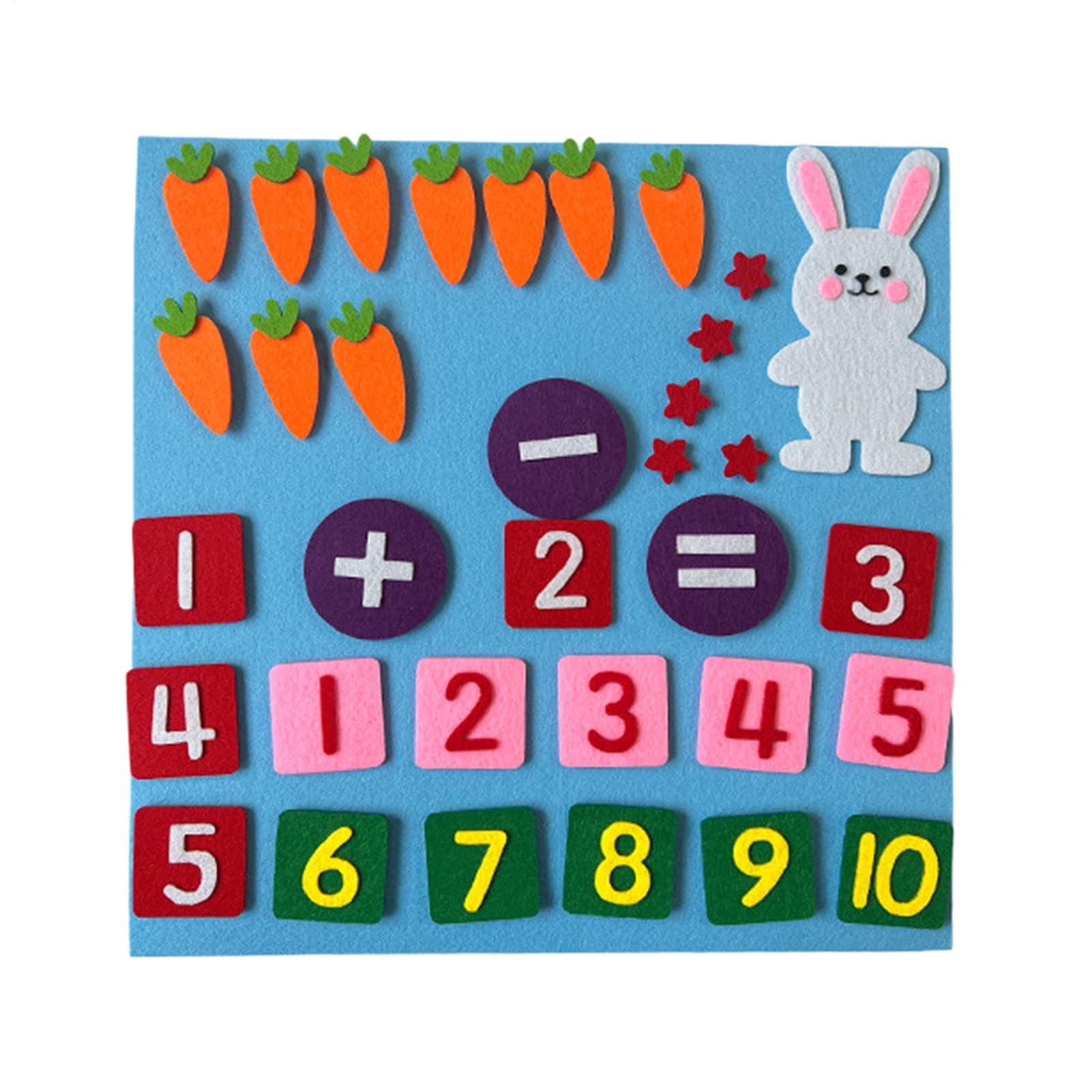 Tabella in feltro – Conteggio e sottrazione – Tavola in feltro – Tabella in feltro con numeri per i bambini – Giocattolo educativo per la matematica