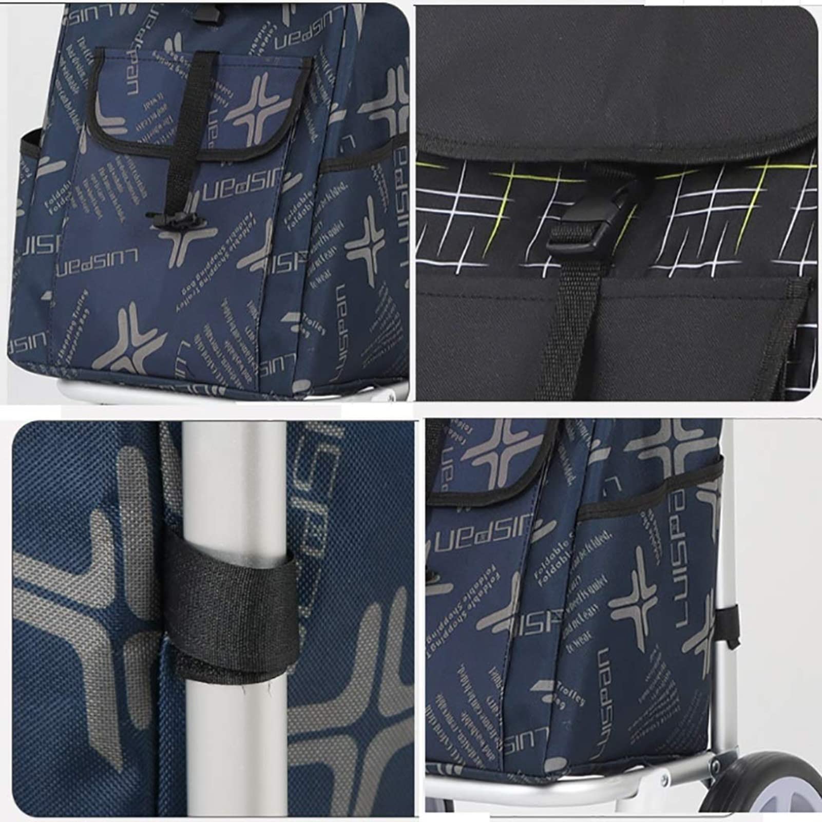 Sac Caddie Sac De Rechange Pour Chariot De Courses - 60L Accueil Sac De Rangement Étanche En Tissu Oxford, Grande Capacité, Accessoires De Chariot, L37.5XW28.5XH67CM (Color : Black Panier Course