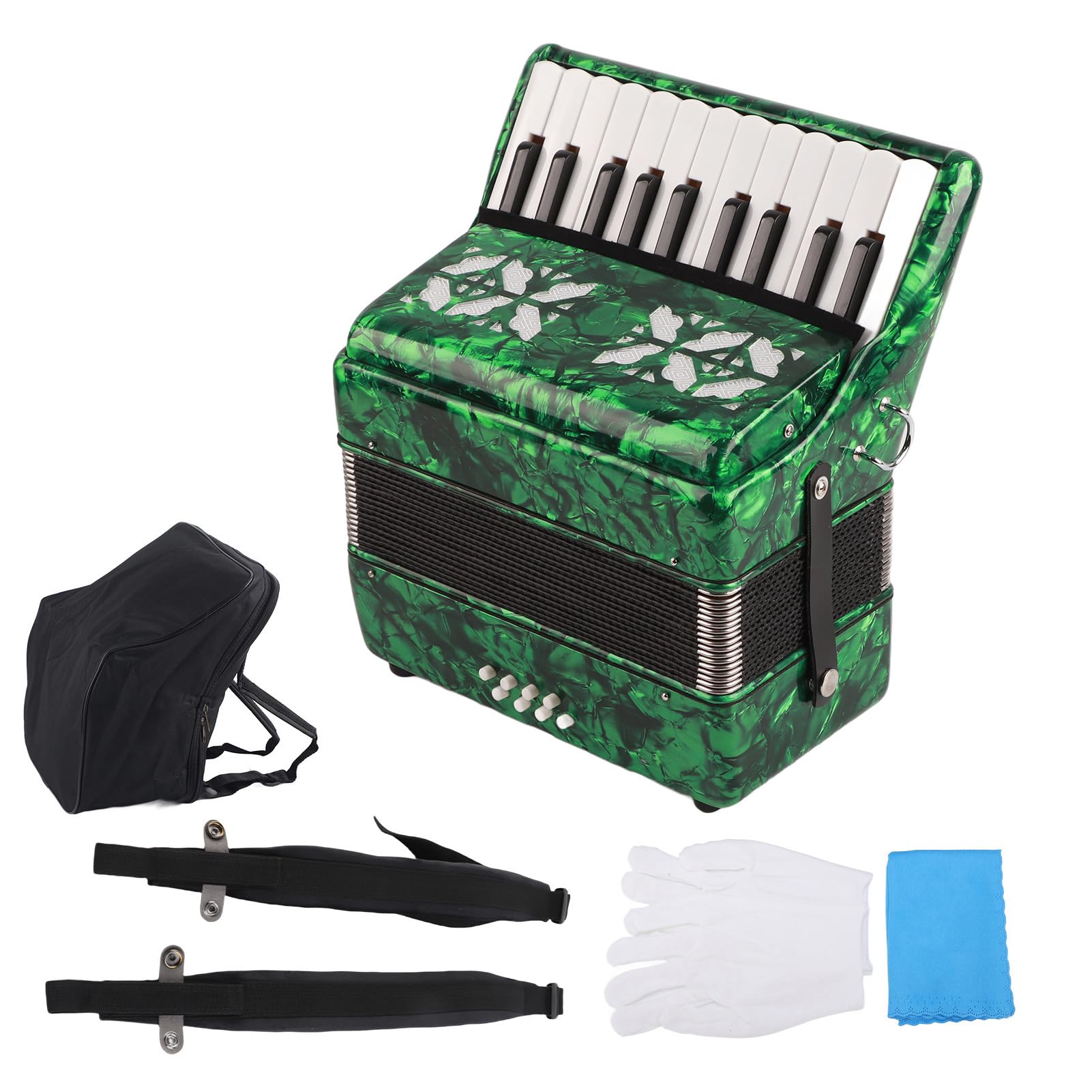 Fisarmonica a 22 Tasti, 8 Bassi, Strumento Musicale in Celluloide, Giocattolo per Spettacoli Home Stage, Eccellente qualità del Suono, Design Standard, Prestazioni Semplici e Flessibili,