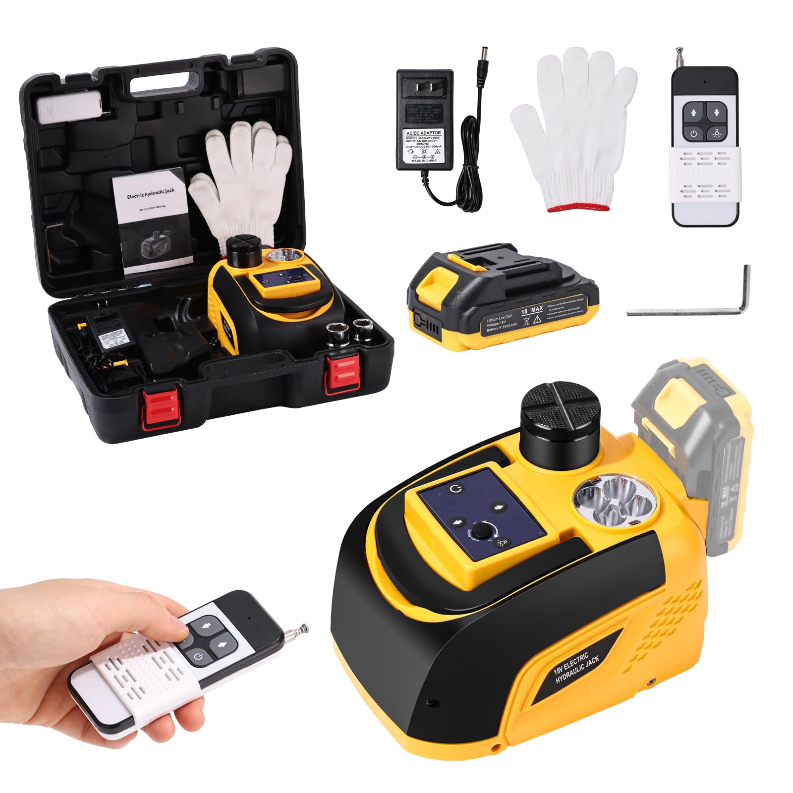 TYAYT Electric Car Jack 18V 5 Ton Cordless Electric Car Hydraulic Jack Battery Powered Portable Tire Change Kit with Cordless Remote Control for SUV Sedans