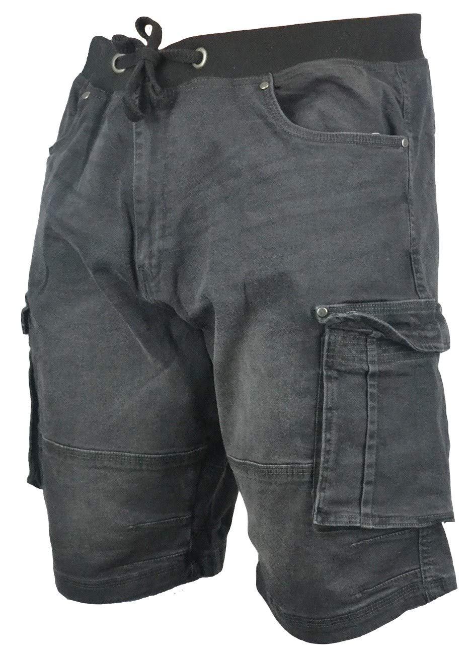 KAM Big Mens Charcoal Grey Dito Denim Cargo Style Shorts for Sizes 42 44 46 48 50 52 54 56 58 60, Size : 60"_Waist