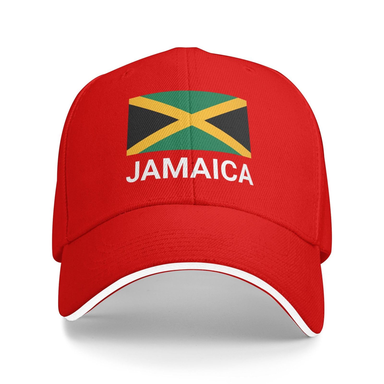 Support Jamaica Flag Hat Jamaican Caps for Men Women I Stand with Jamaica Baseball Cap Trucker Hats Red โ image 1