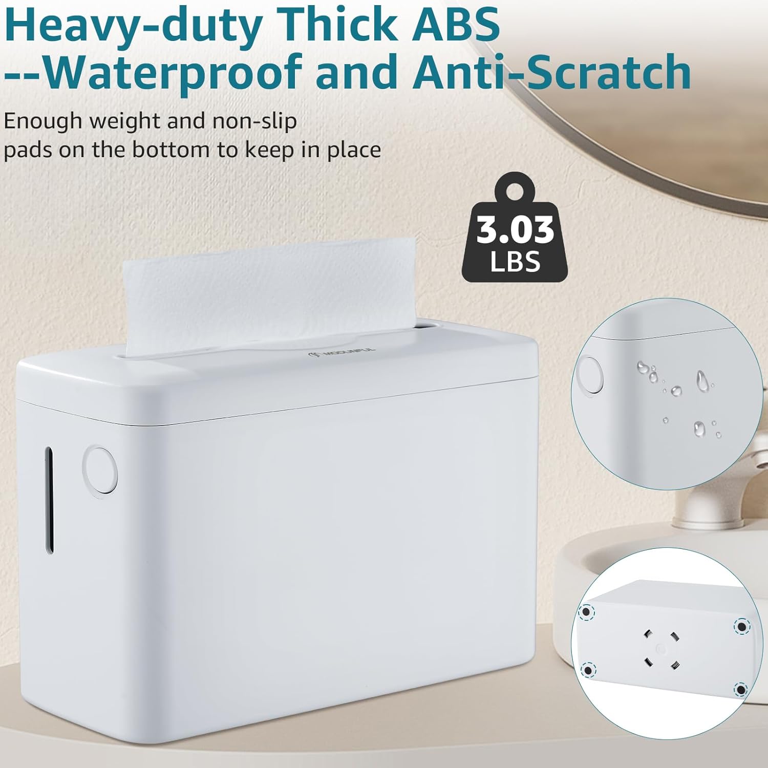 Trifold Paper Towel Dispenser Countertop, 300-Sheet Large Capacity for Multifold Paper Towel, White Heavy Duty Wide-Design - Image 4