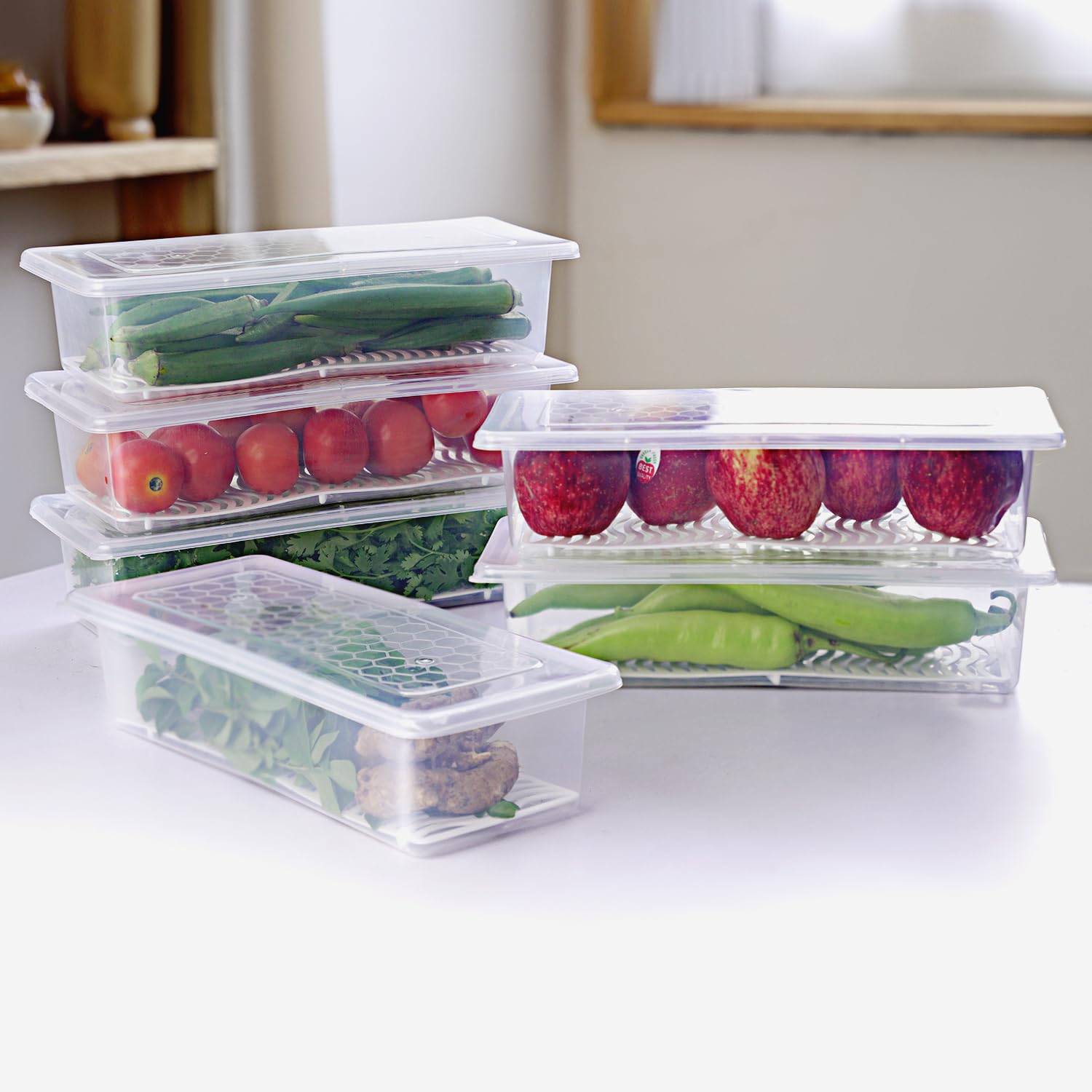 SPRINGWAY - Brand of Happiness, Smart Storage Fridge Organisers Boxes 1.5L (Pack of 6), Containers with Removable Drain Plate, Space-Saving Organizers for Fruits & Vegetables, Stackable & Leakproof (B0DH1ZFTSF) Amazon Price History, Amazon Price Tracker