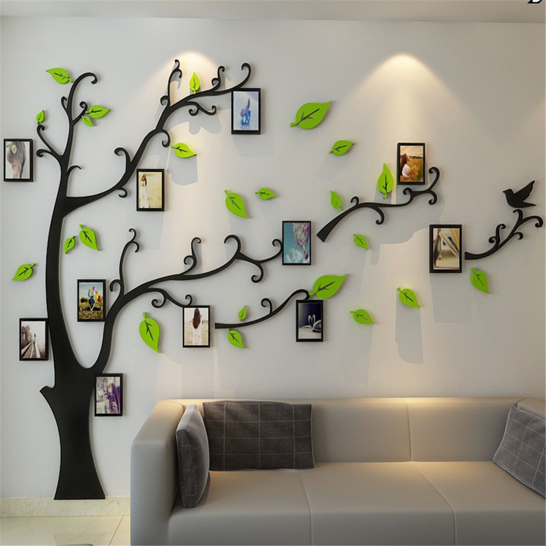 Tree Wall Stickers 3D DIY Tree Wall Decal Art Murals Large Family Photo Frames Tree Decoration for Living Room Bedroom Restaurant Home Decor