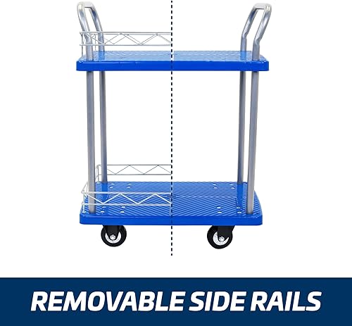 Miniatura 3 de JORESTECH Carro de plataforma Dolly Warehouse Moving Push Hand Truck (rueda de goma de 2 pisos de 330 libras)