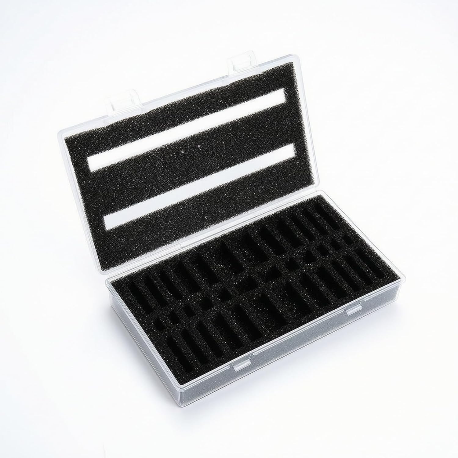Miniature Figure Case Storage Box Organizer Display Container with Clear Lid and Narrow Foam Compartments for Secure Fit and Suitable for Tabletop Games Travel Home Storage