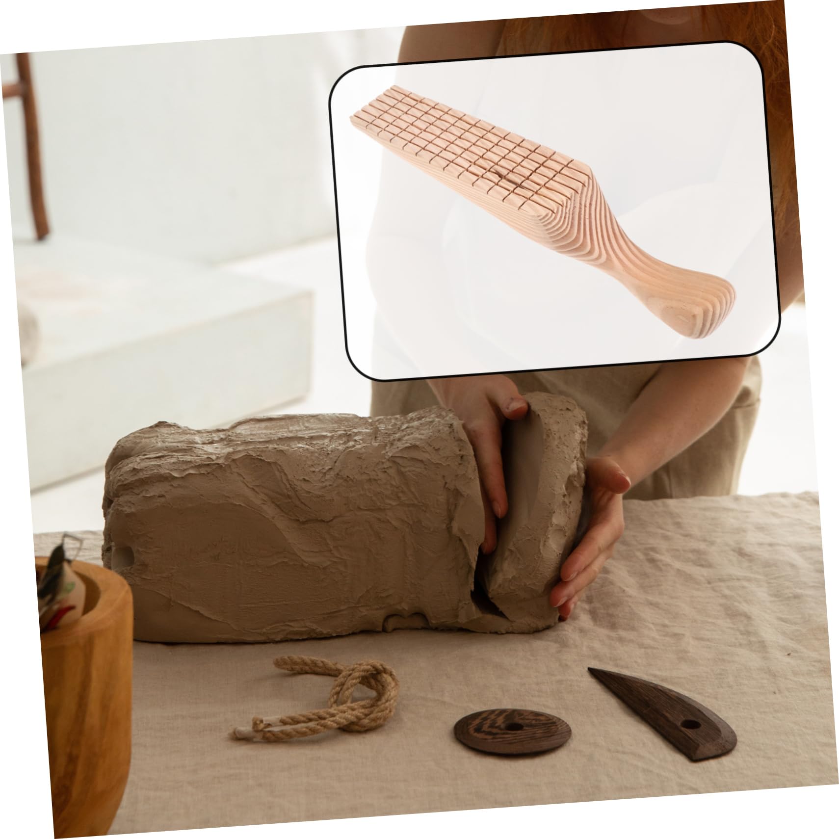 Homoyoyo Paleta de Madera para Esculpir Arcilla Multiusos, Herramienta Delicada y Suave Textura Clara para Modelado y Creación en Cerámica