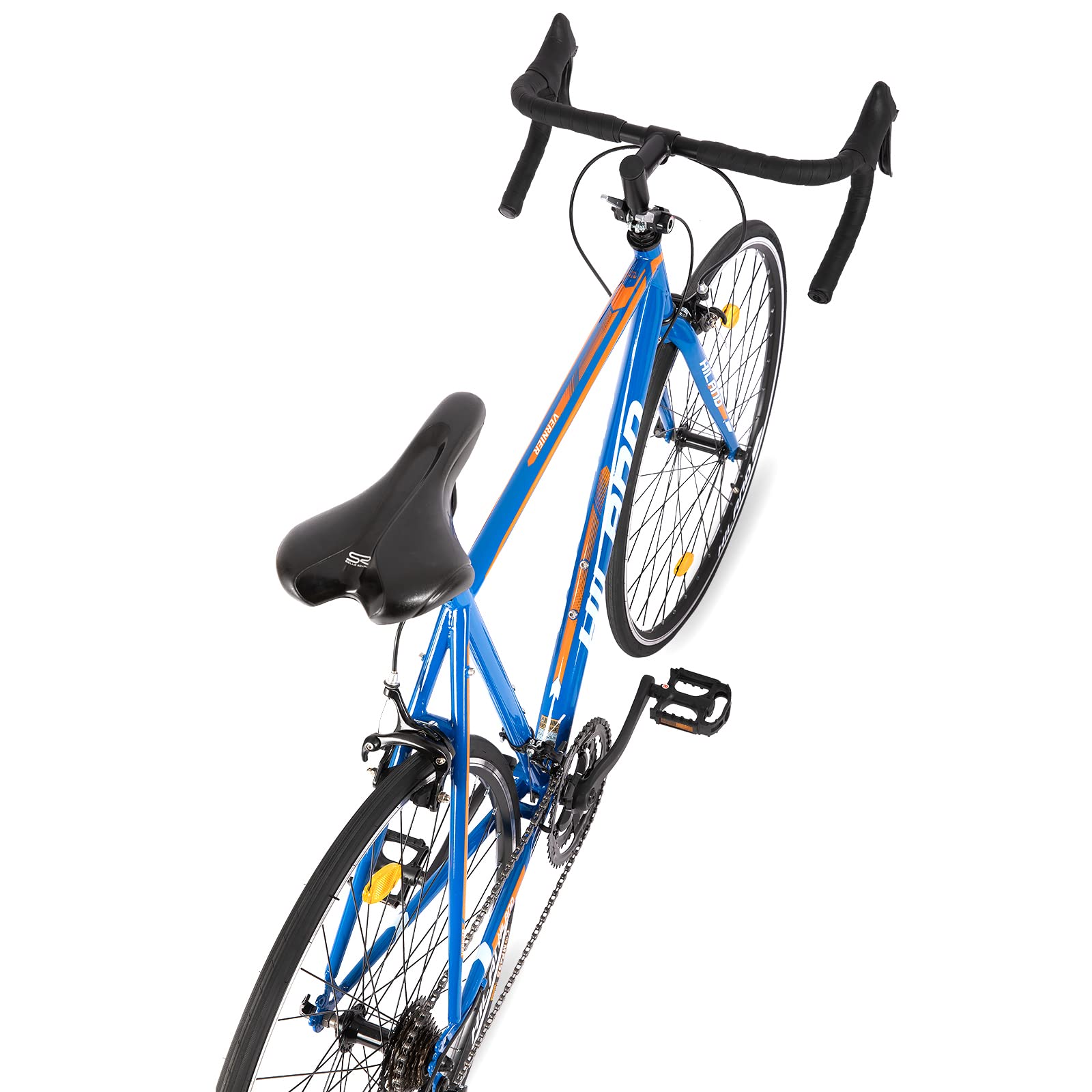 Hiland Bicicleta de Carretera 700C con Marco de Acero con 14 Velocidades de 50cm 54cm 58cm, Bicicleta de Paseo con Freno de Sujeción para Hombre y Mujer, Plata Gris Azul…