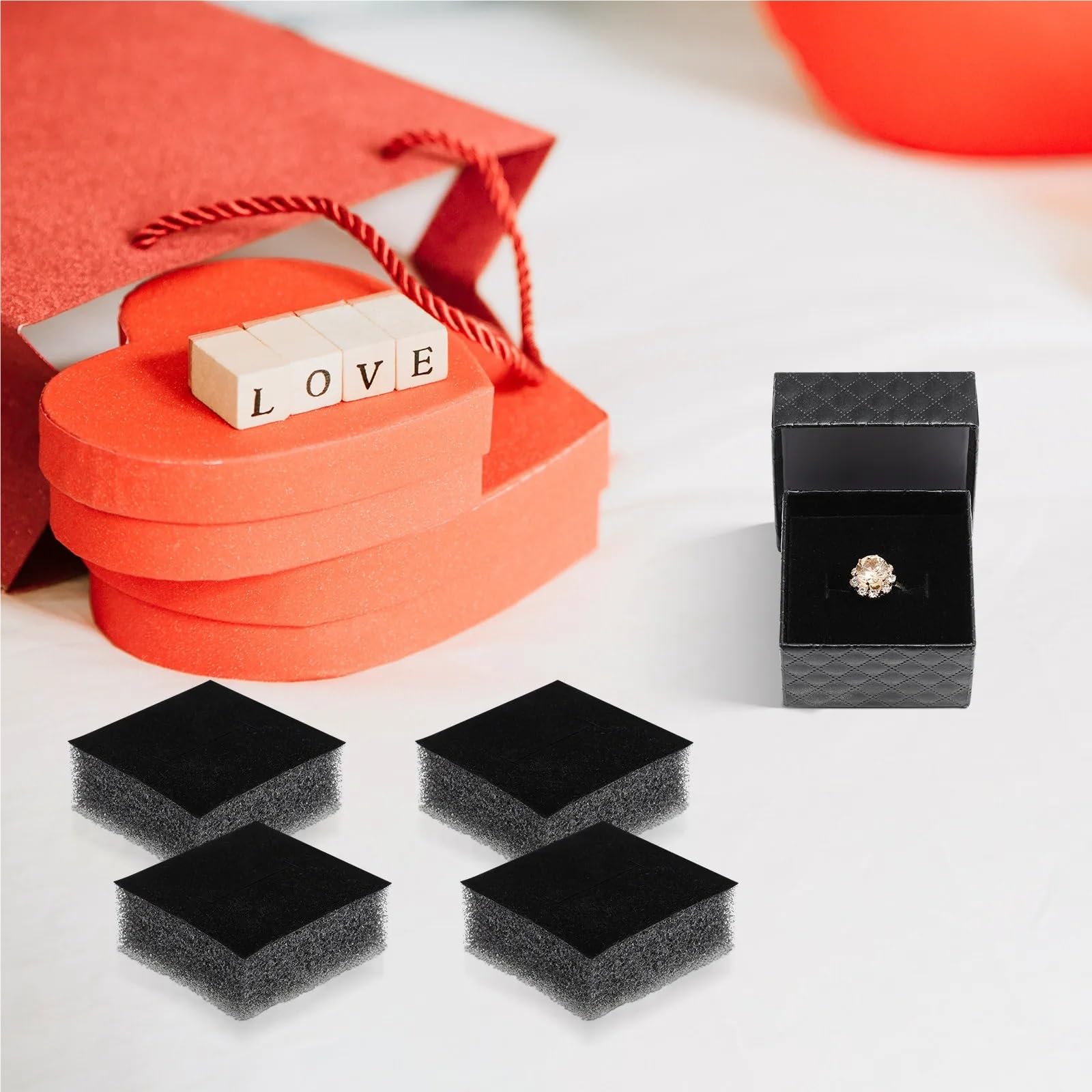 LSNNMU 40Pcs Jewelry Box Insert Sponge Cushion Storage Organizer Display Tray for Rings Earrings Brooch Holder For Jewelry(6.8X6.8X1.5CM)