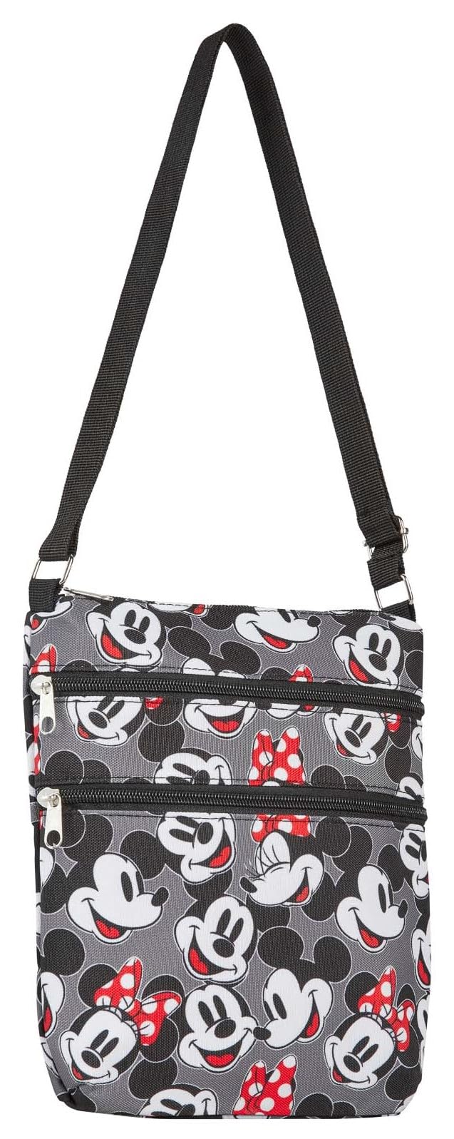 Bandolera Mickey Minnie Winnie the Pooh Estampado Pasaporte Viaje, Mickey Minnie Gris 6