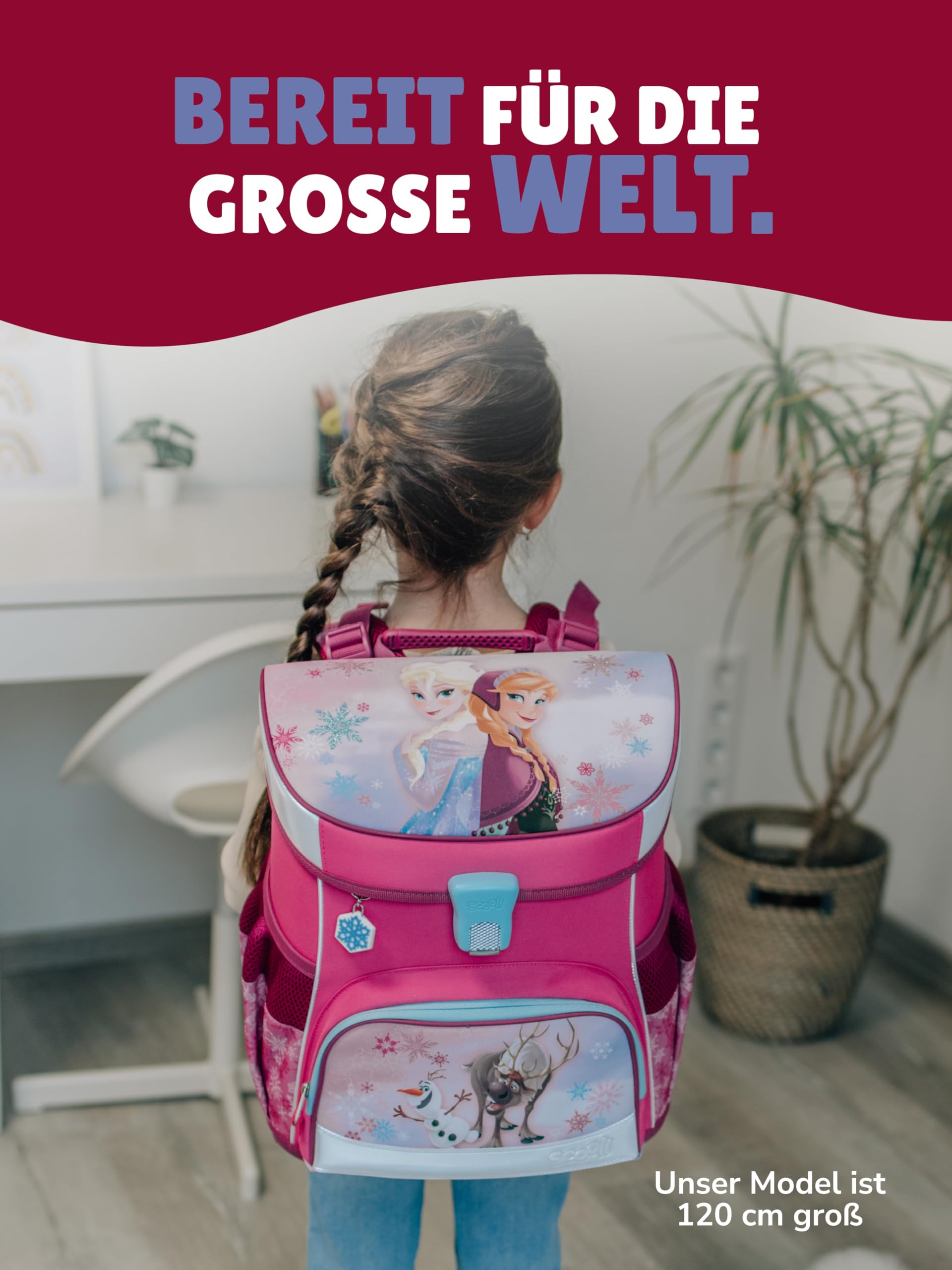 Familando - Scooli Campus Fit Schulranzen Set - 5-teilig mit Federmappe - Disney Die Eiskönigin (Frozen) - Ergonomisch, Stabil & 980g leicht - 18L Volumen - Brustgurt & Reflektoren - ab 1. Klasse
