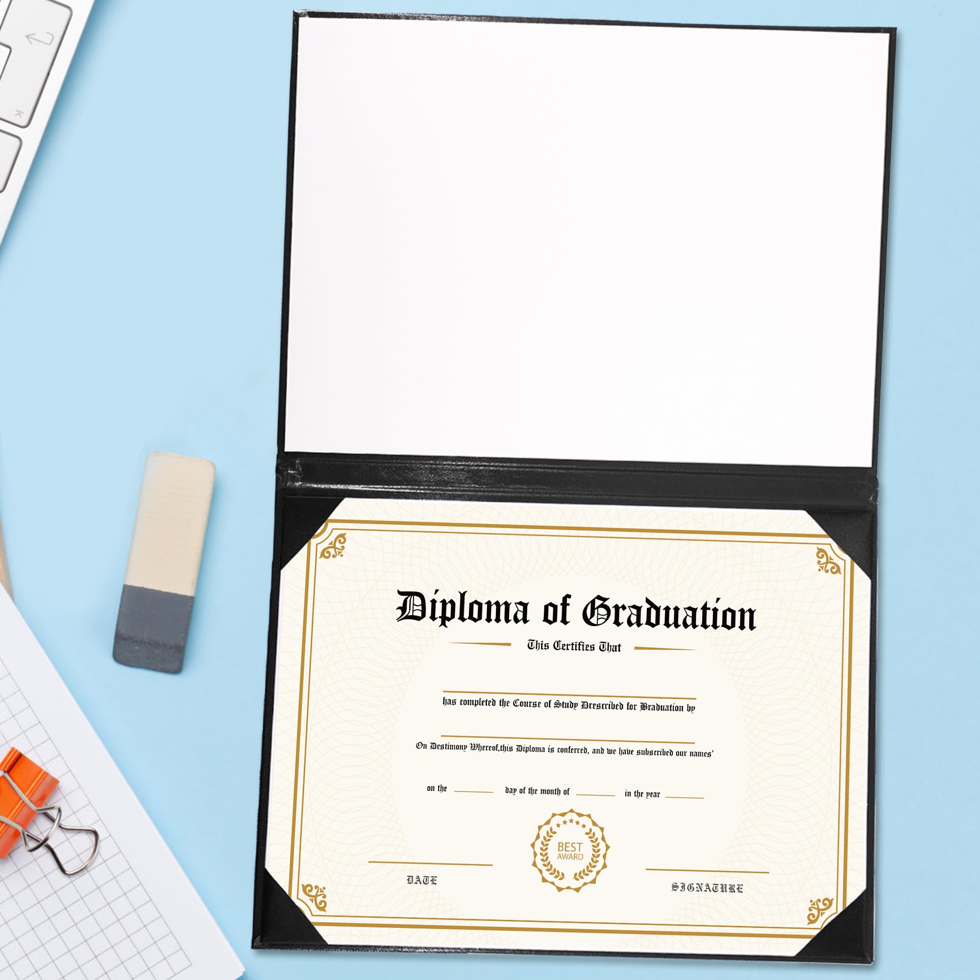 GraduationMall Diploma Copertura per Documenti e Premi e Certificati A4 La Laurea Nero 10 Libri