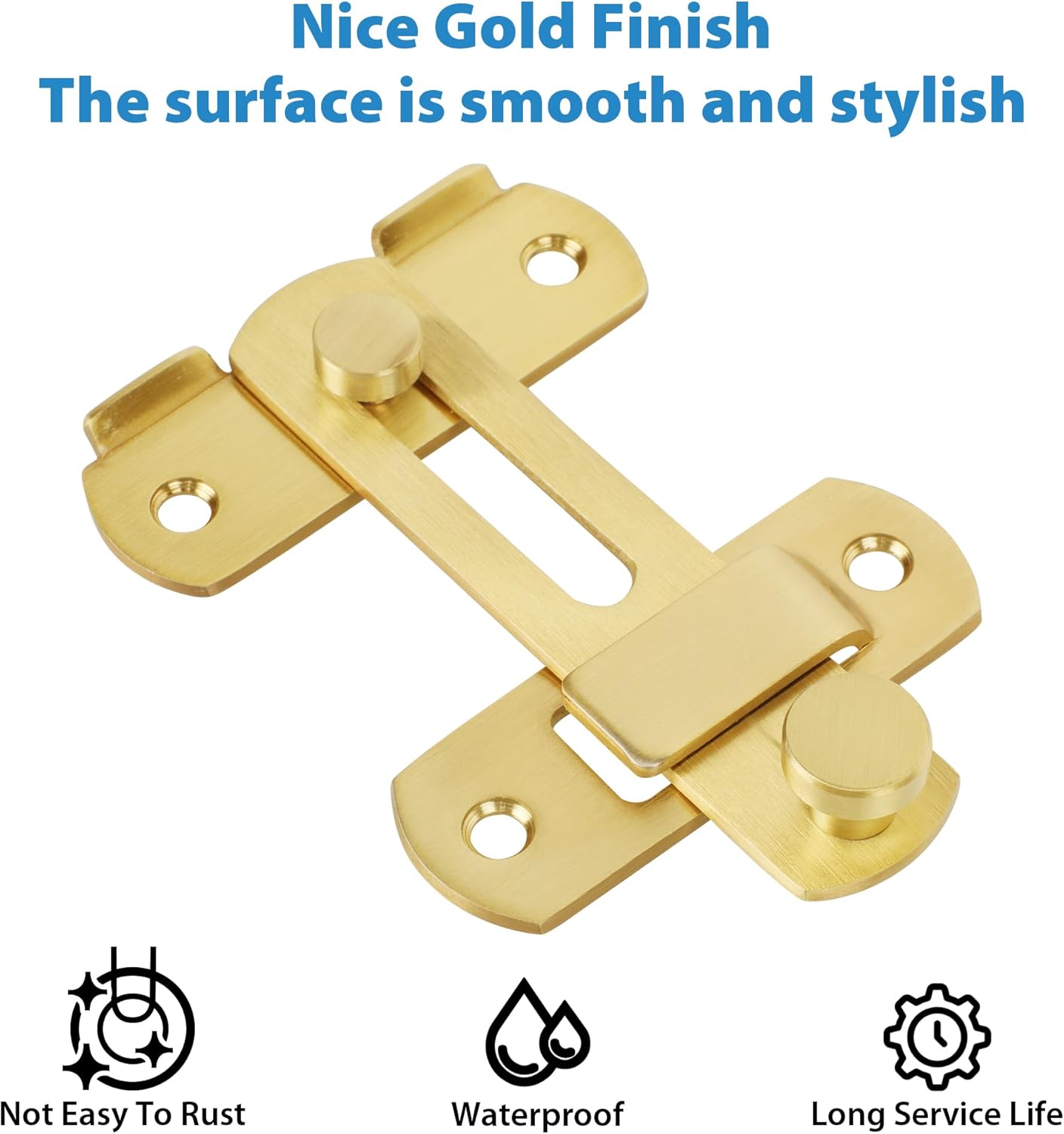 Alise 4 inch Flip Latch Gate Latches, Safety Door Lock for Barn Wood Fence Sliding French Doors,Heavy Duty SUS304 Stainless Steel Gate Hardware Gold Finish,MS9500-G