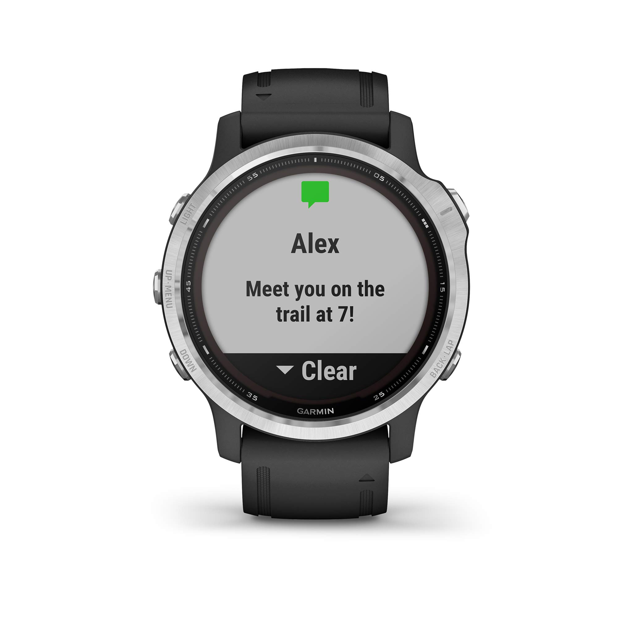 Garmin Fēnix 6S Solar - Reloj GPS multideportivo alimentado por energía solar, características avanzadas de entrenamiento y datos, plateado con correa negra (renovado)