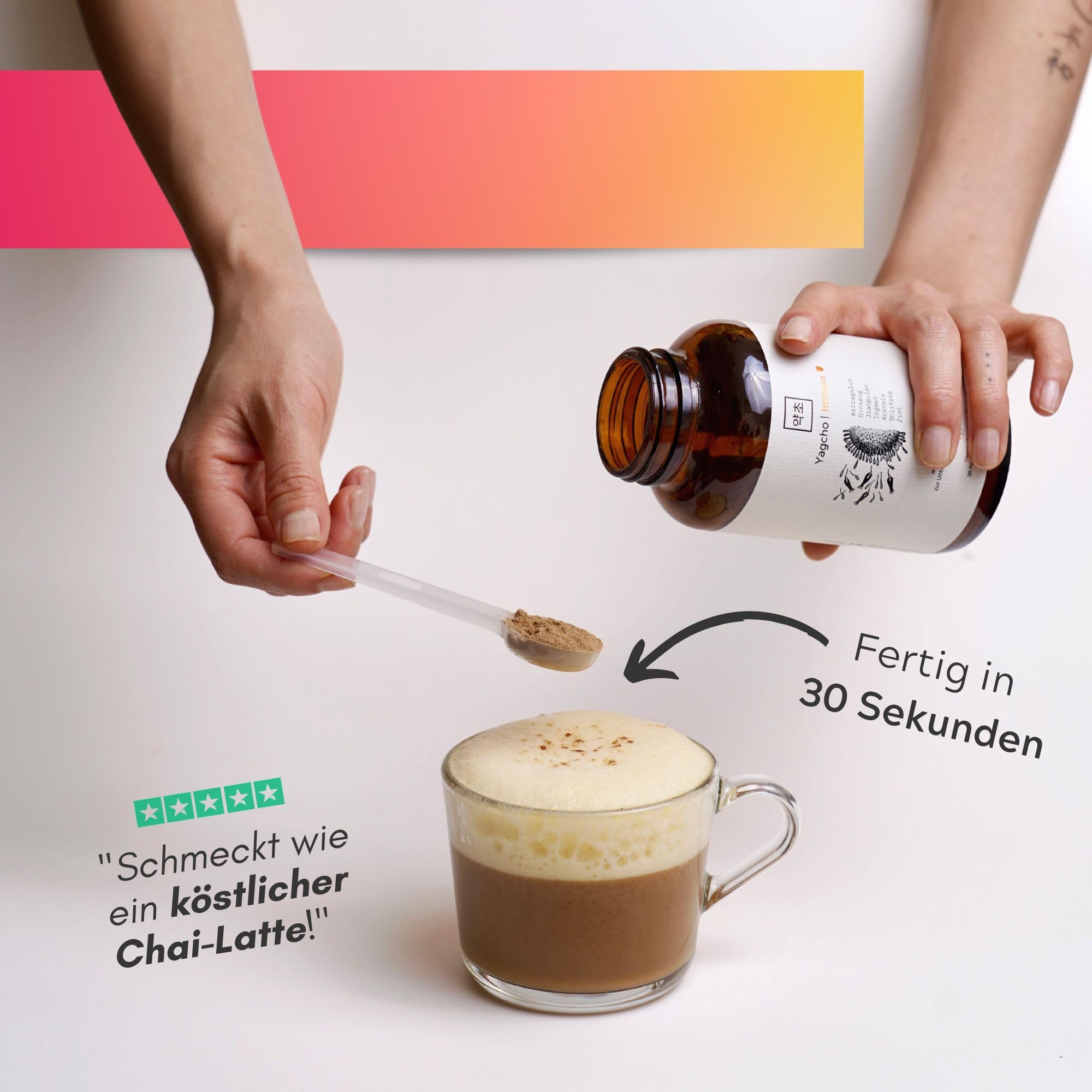 Yagcho Immun | Immun & Energie Komplex | Vitalpilze Mix | Immunsystem stärken | TCM Heilpflanzen | Pilzkaffee | Nahrungsergängzungsmittel