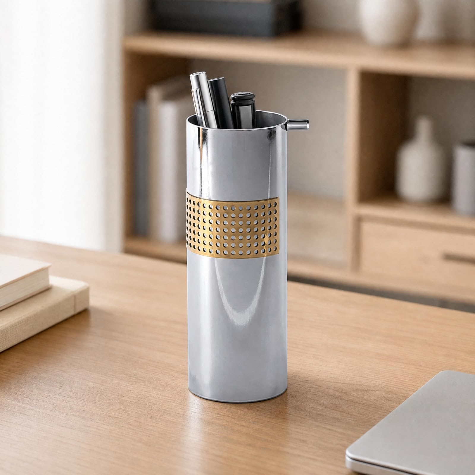 Contenedor corativo Semiartesanal Metal Reflectante Recipiente Almacenaje Objetos Pequeños Práctico para coración l Hogar, Escritorio