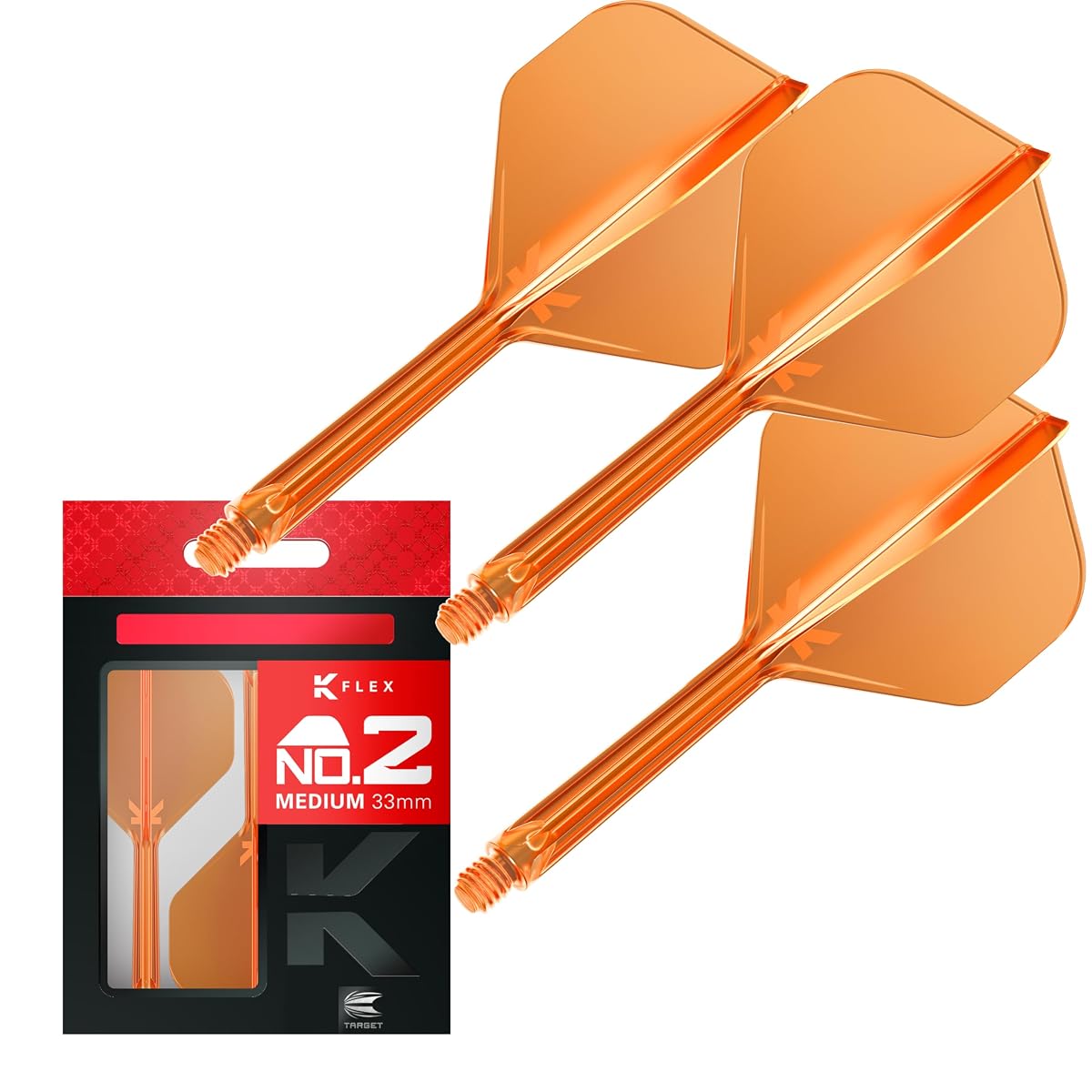 Target Darts K Flex Integrated Dart Flights & Shafts, Medium (33mm), Orange,