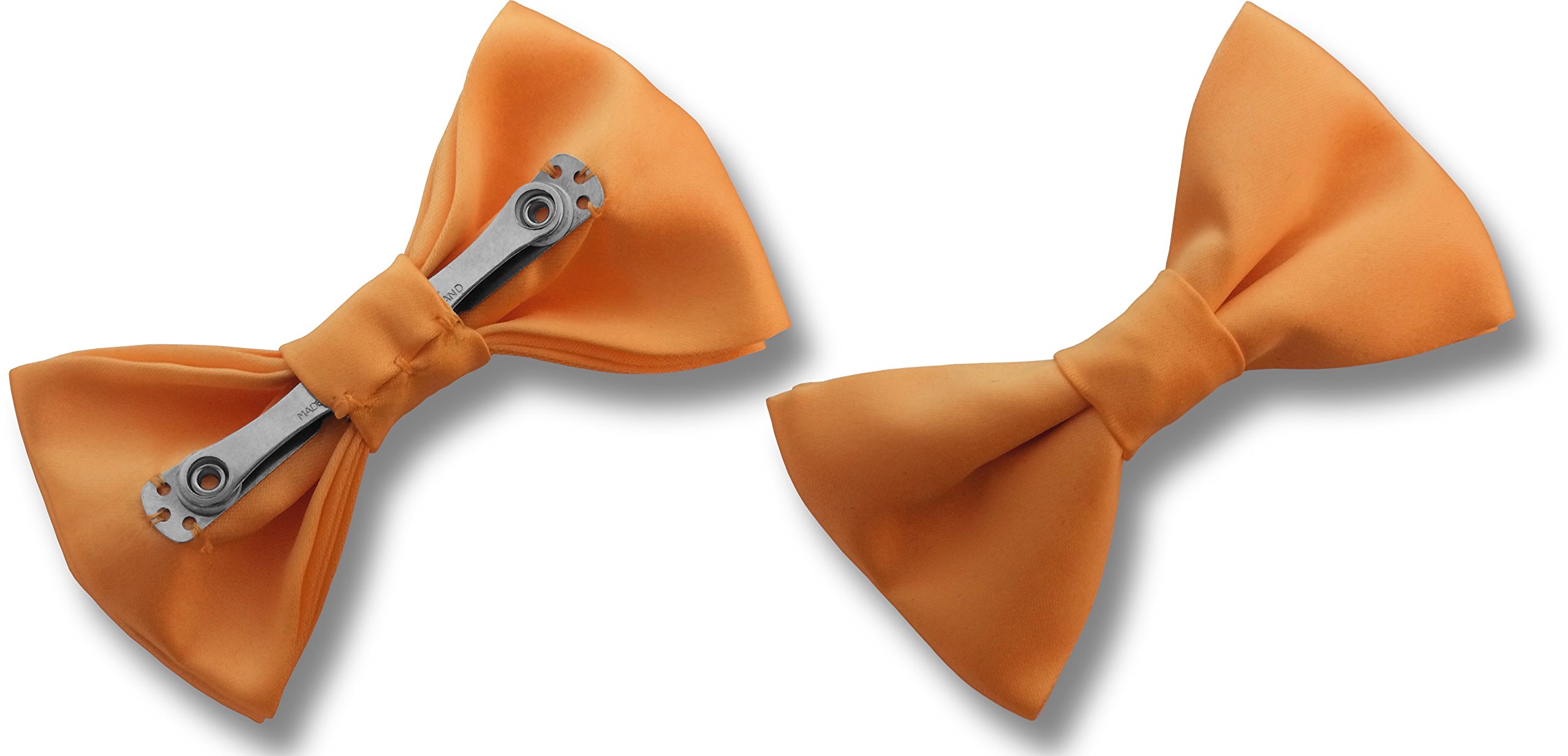 Great British Tie Club Men's Satin CLIP ON Bow Ties (Orange)