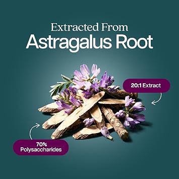 Astragalus Root | 8 Month Supply | Immune & Energy Support | 20:1 Astragalus Extract with 70% Polysaccharides | High-Concentration Adaptogen Support for Vitality | Vegan & Non-GMO | 250 Capsules