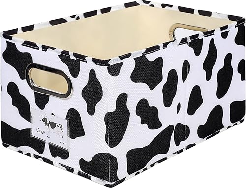 LaMorée Contenedor de almacenamiento de tela de lino y algodón, lavable, plegable, decorativo, rectangular, con asas, ventana de etiqueta, tablero