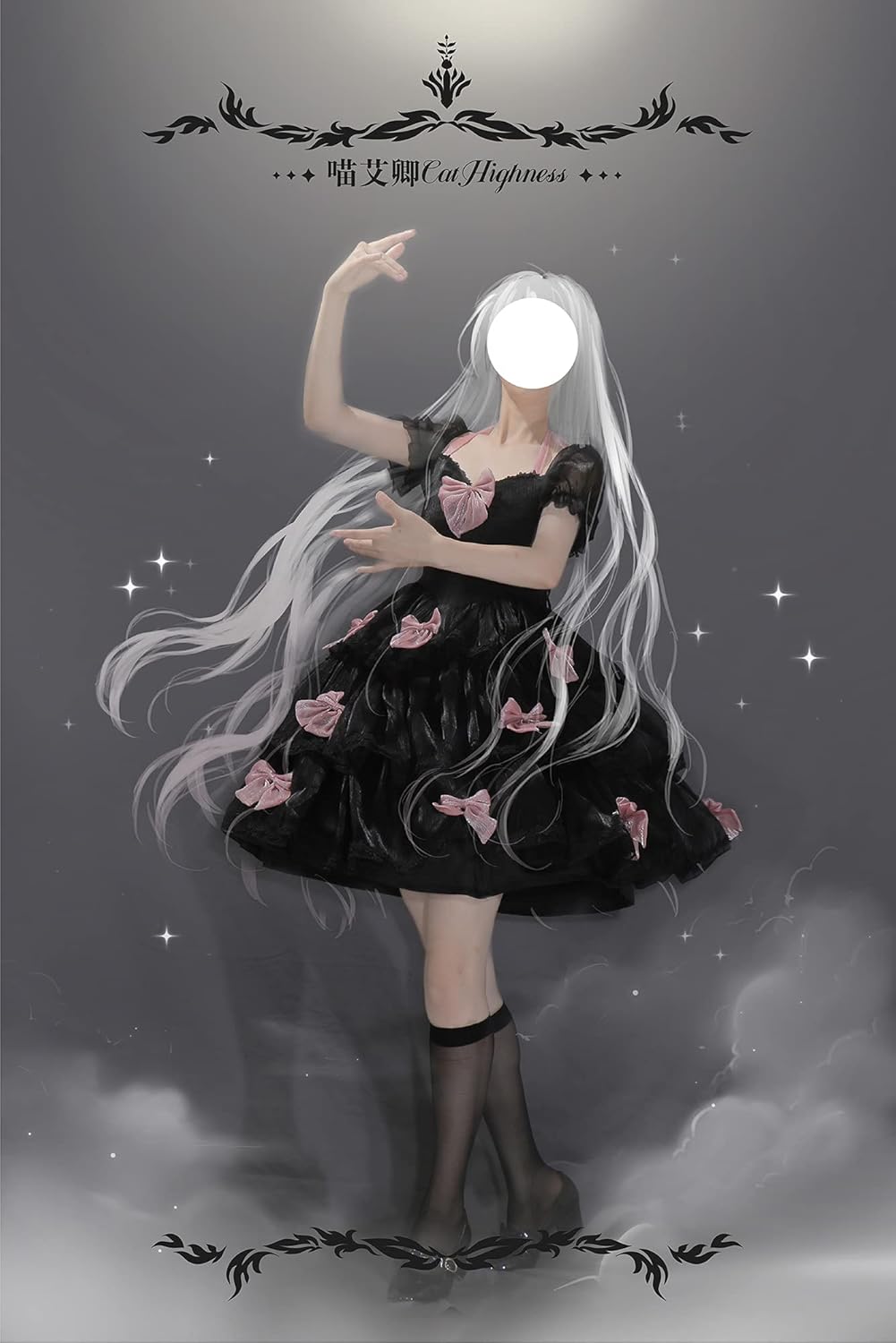 ZZEQYG Womens Lolita Dress for Girl Gothic Pink Puff Sleeve Dress with Bow - Image 6