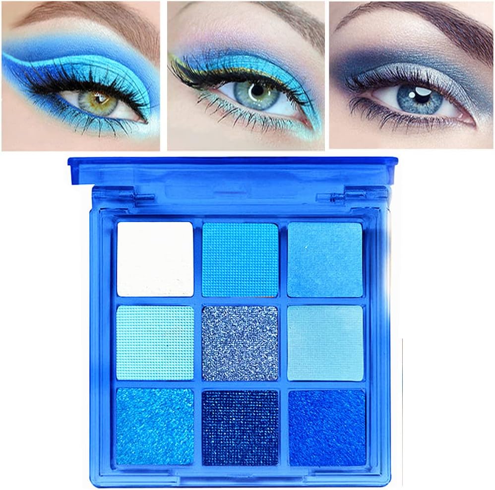Blue Eyeshadow Palette, Glitter Eye shadow Makeup,Navy Blue Eyeshadow