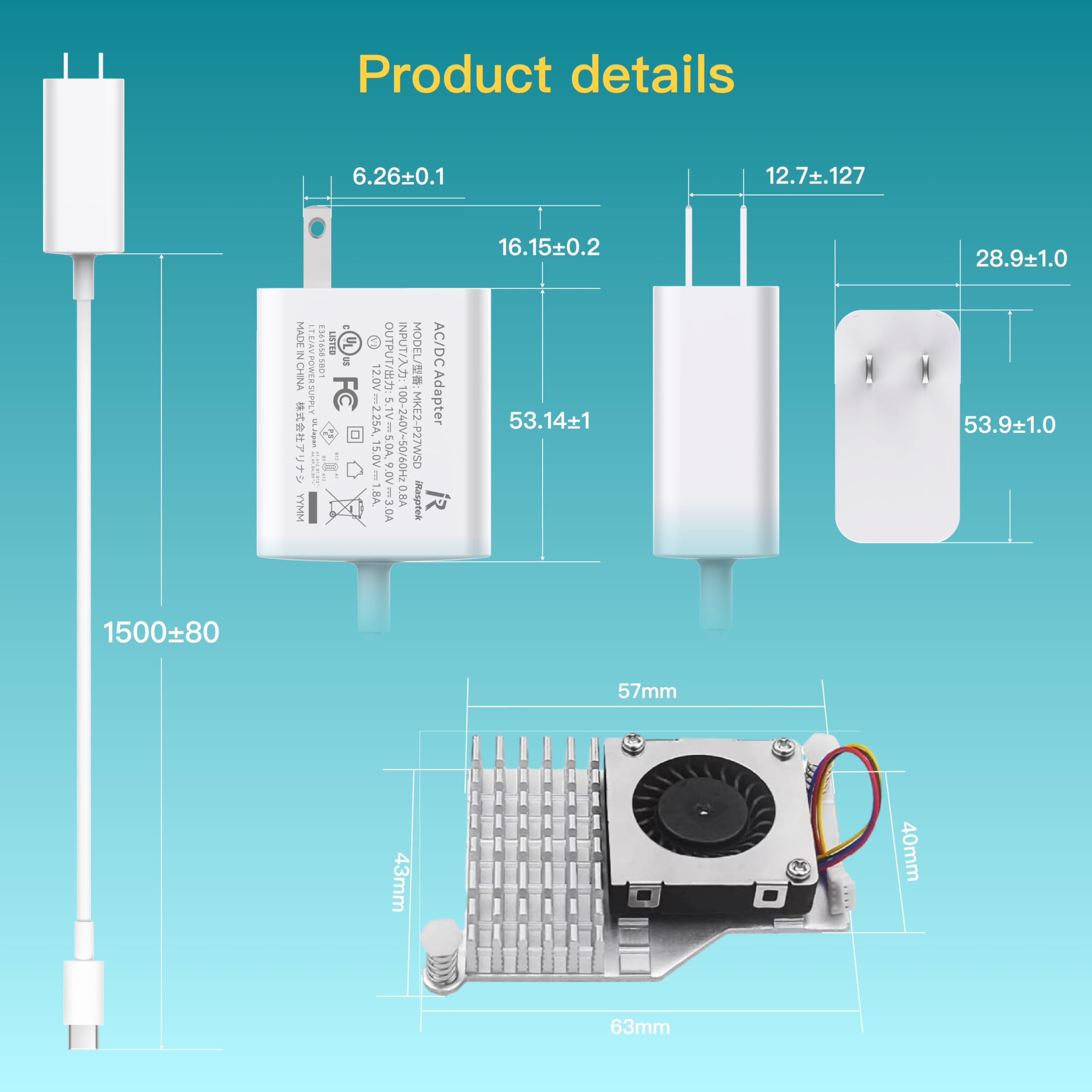 iRasptek Starter kit base per Raspberry Pi 5 4 GB di RAM, include scheda da 4 GB, alimentatore PD da 27 W e dispositivo di raffreddamento attivo