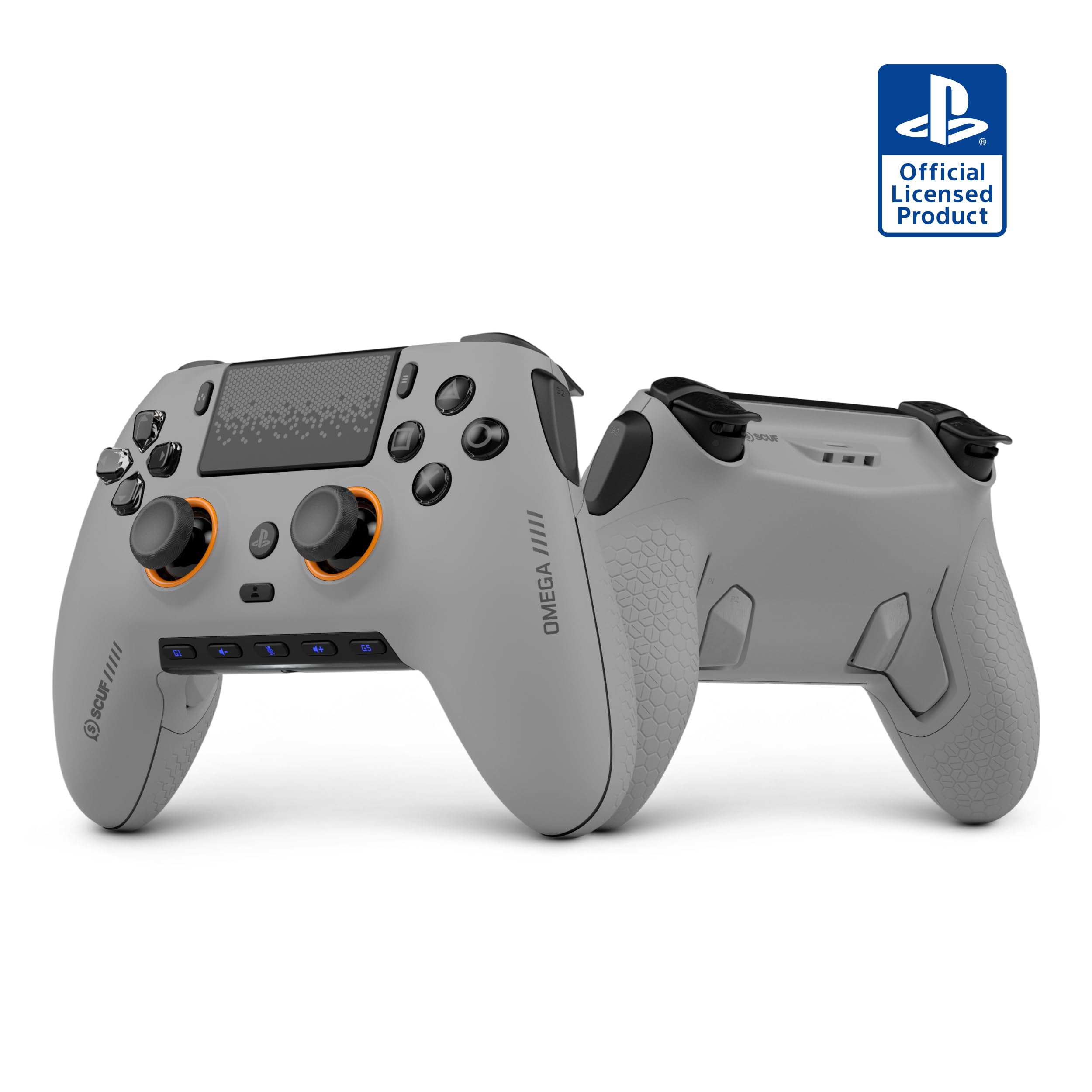 Scuf OMEGA PS5 Kabelloser Performance-Controller, TMR Anti-Drift – Hellgrau | Offiziell Lizenziert, 11 Custom-Eingaben, Sofort-Triggern, Niedrige Latenz, Kompatibel mit Windows-PCs