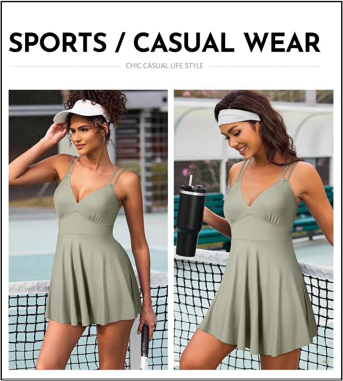 Aleumdr Swim Dress for Women One Piece Tummy Control Swimsuit Ribbed A Line Skirted Bathing Suits - Image 6