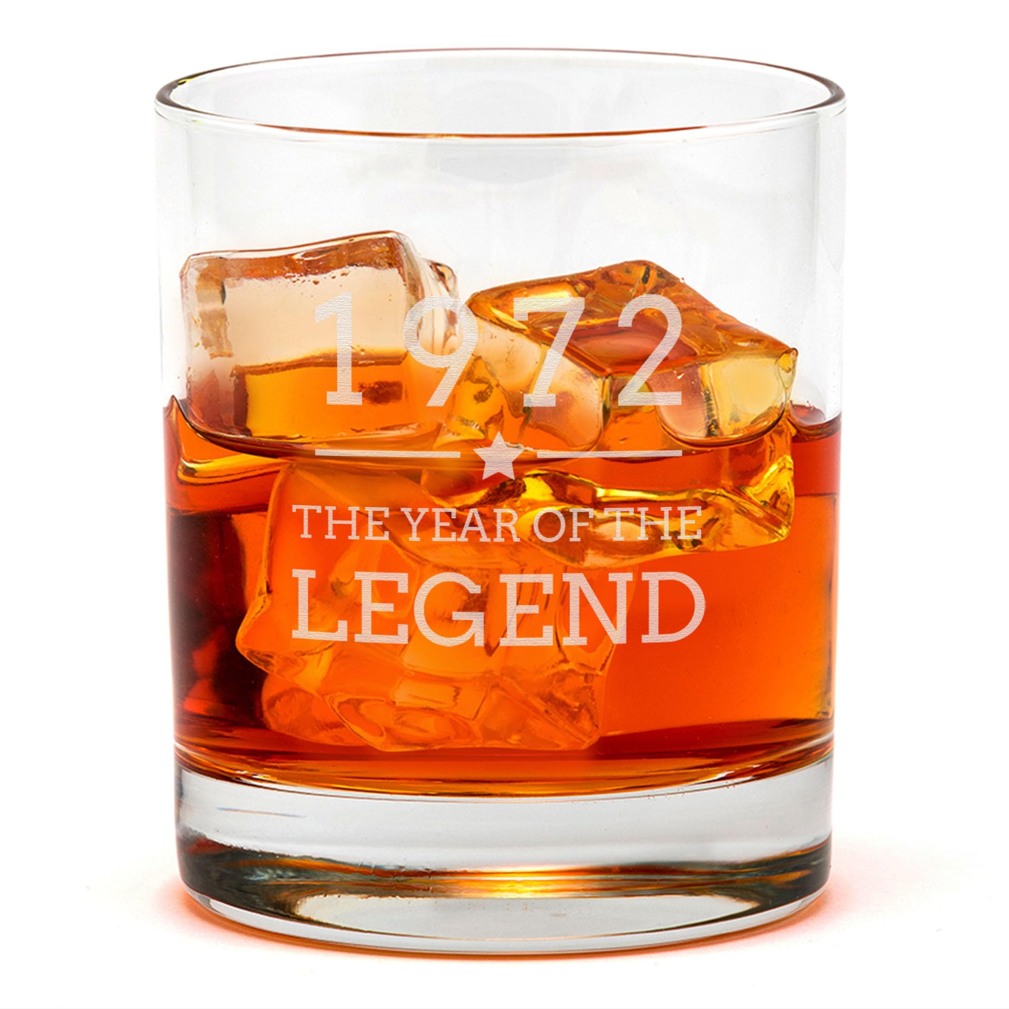 Dust and Things Engraved Whiskey Tumbler - Year of The Legend Design | Birthday Gifts for Men Him | Milestone Birthday Keepsake | Rum Glass Gift for Dad Grandad Brother Friends (1972)
