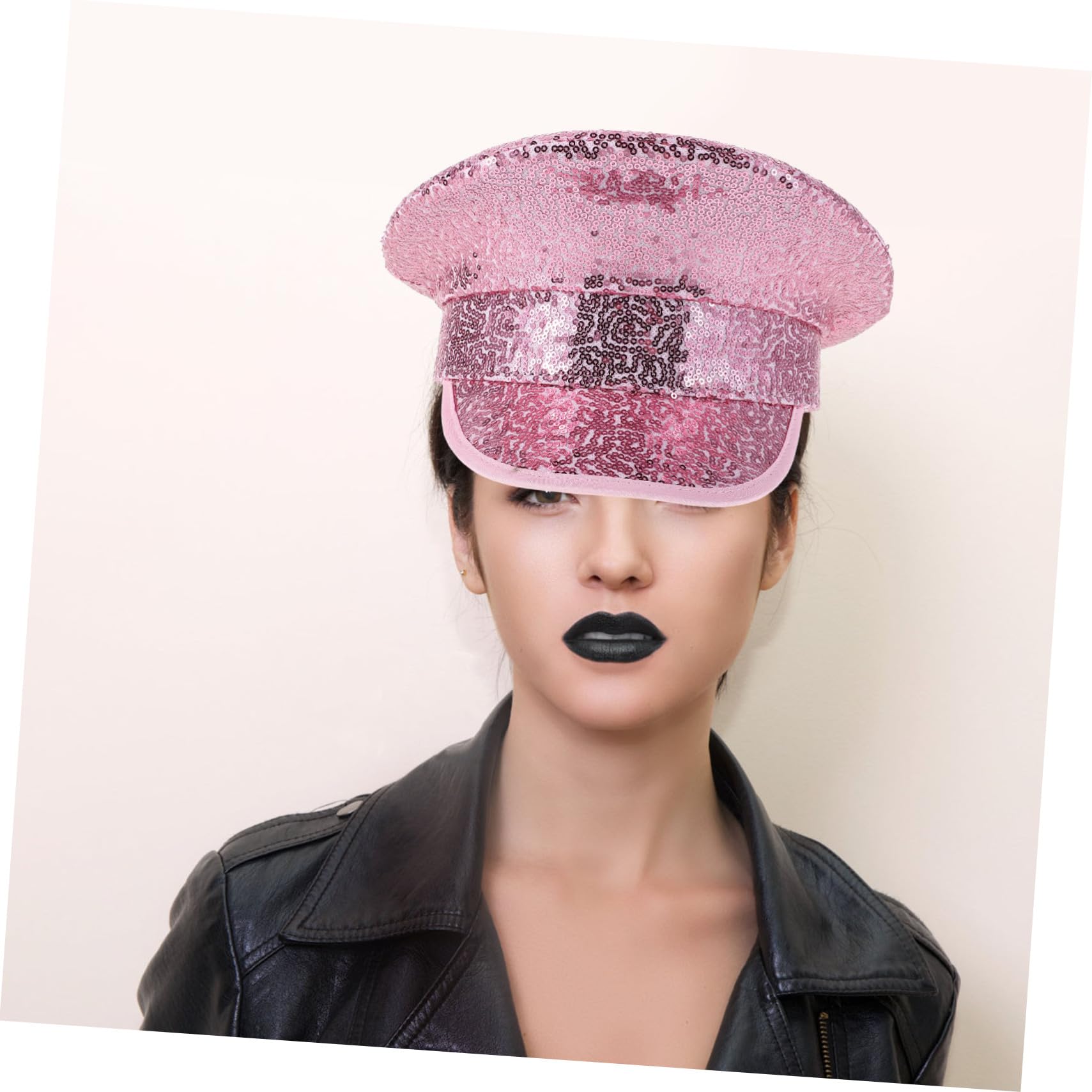 Cappello da Capitano Paillettes Rosa, Tesa Larga, Donna, Festa Estiva | Poliestere Leggero, Facile da Pulire, Stile Vintage, per Uscite All'aperto e Gite in Vela