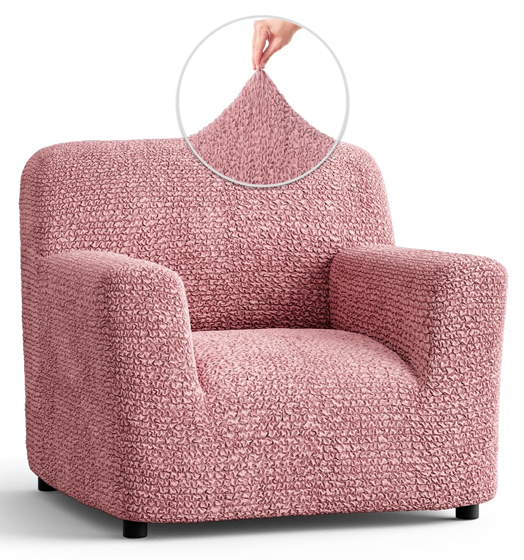 PAULATO BY GA.I.CO. Chair Cover - Armchair Cover - Armchair Slipcover - Soft Polyester Fabric Slipcover - 1-Piece Form Fit Stretch Furniture Protector - Microfibra Collection - Coral Pink (Chair) Chair Coral Pink