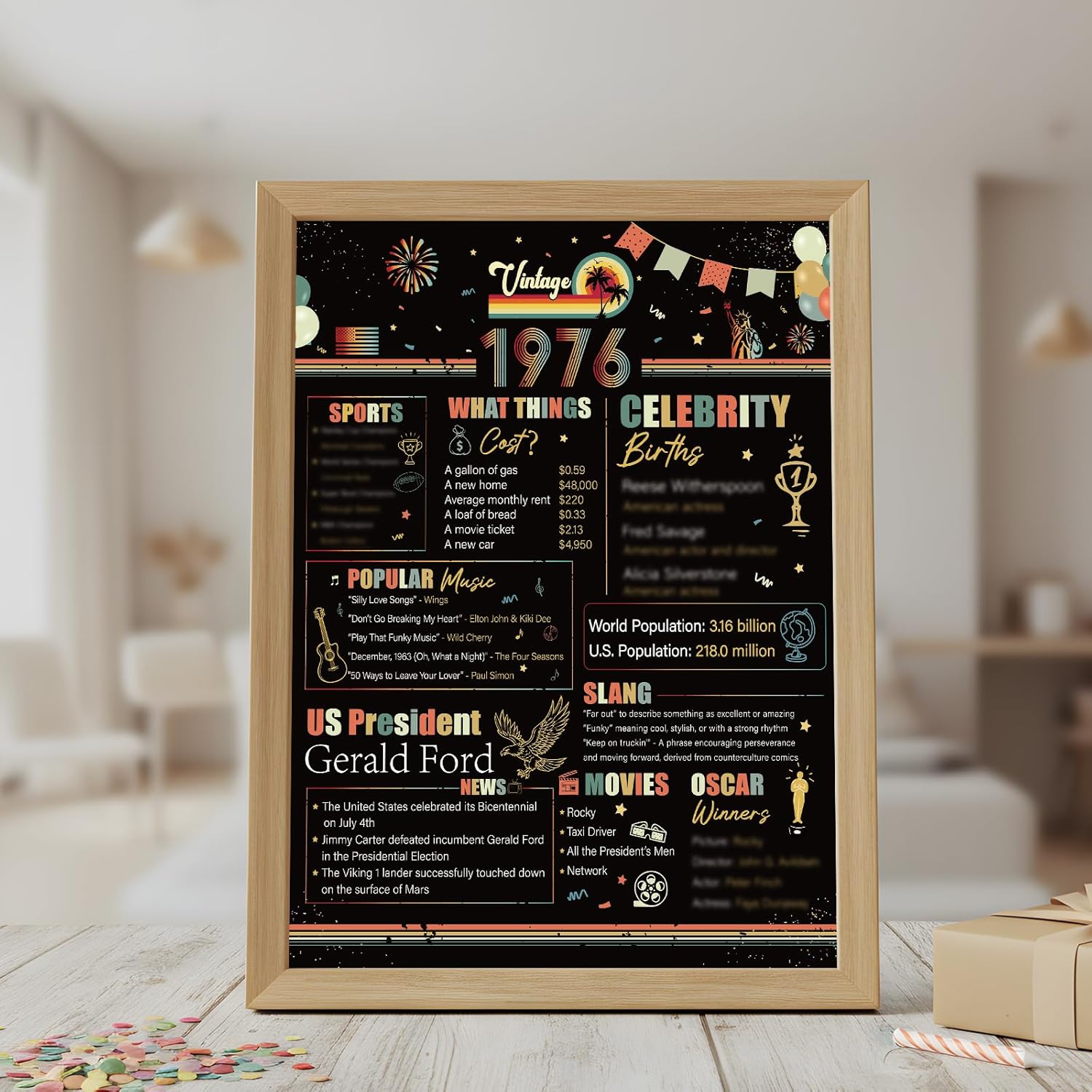 50th Birthday Card With Envelope - Vintage 1976 Birthday Giant Guest Book Gifts for Men Women, Happy 50 Fifty Years Old Bday Greeting Card Party Decorations Supplies - Image 6