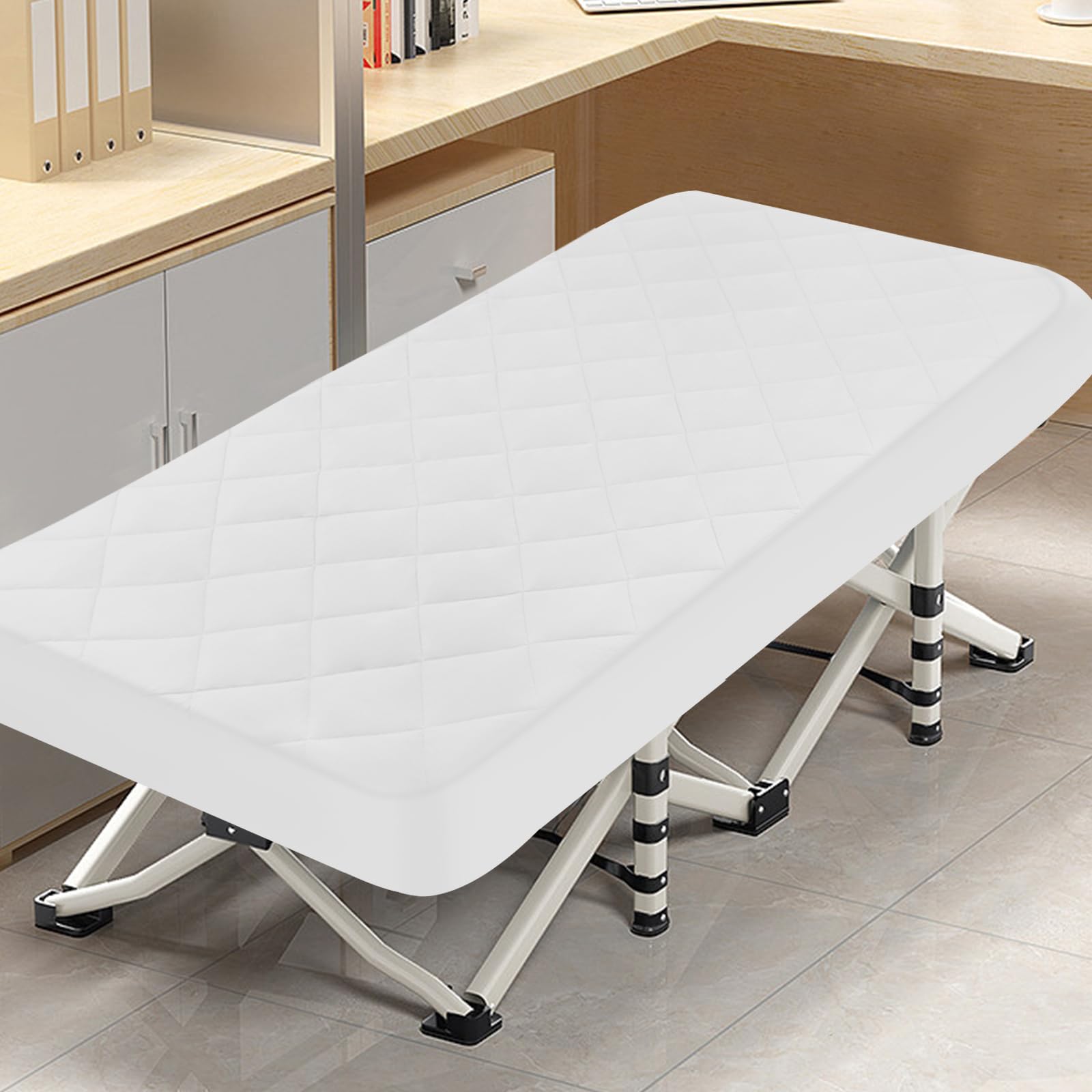Protector de colchón para cuna, impermeable, acolchado, tamaño cuna, 30 x 75 pulgadas, para cama individual estrecha, transpirable, suave, para dormir en campamento, color blanco (solo funda)