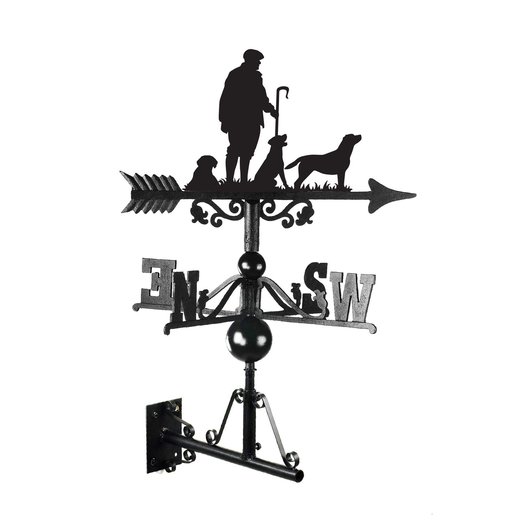 Black Cast Iron Large Game Season Three Labradors Weathervane - Outdoor Garden Roof Weathervane Ornament